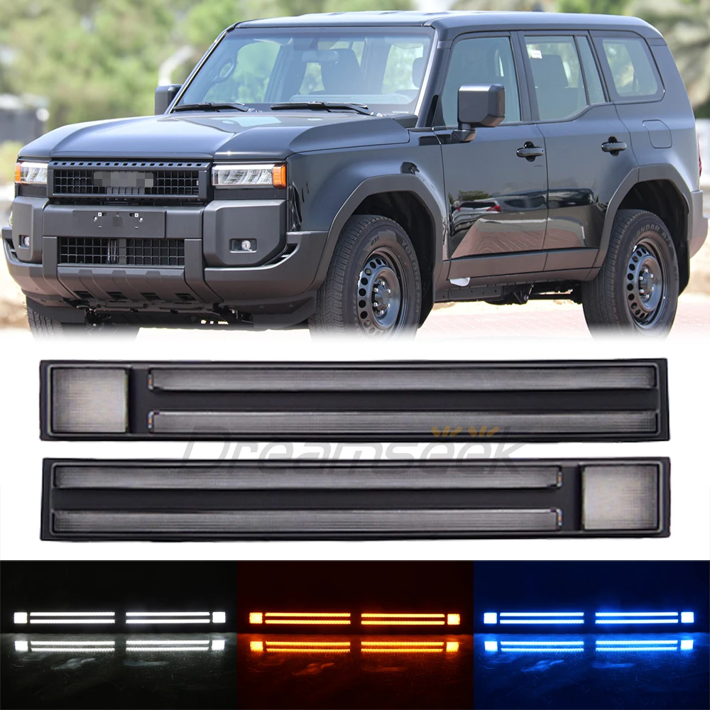 LED DRL Daytime Running Light for Toyota Land Cruiser Prado J250 LC250 2024+ Fog Lamp w/ Sequential Dynamic Turn Signal Daylight