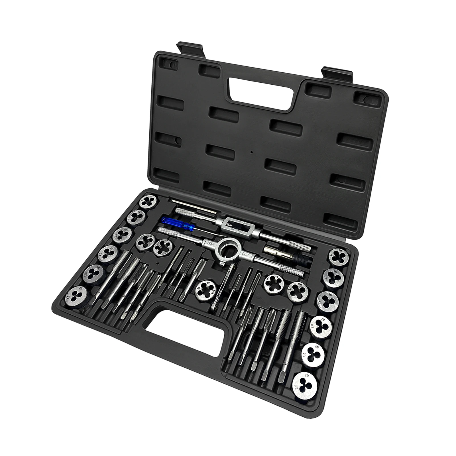 Professional 40Pcs Metric Tap and Die Set M3 - M12 Nut Bolt Screw Thread Steel Pitch Gauge Repair Tool with Black Case