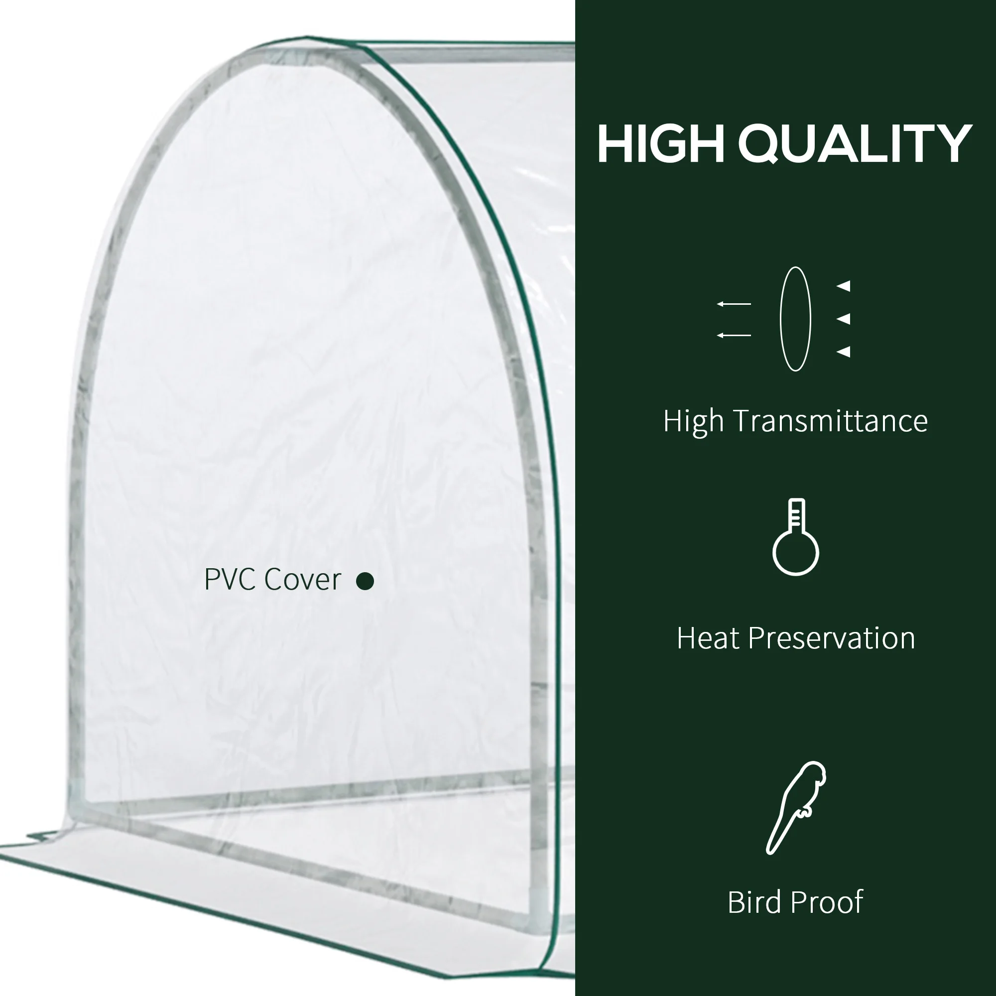 Transparent Pvc Tunnel Greenhouse Green Grow House Steel Frame 250 X 100 X 80cm