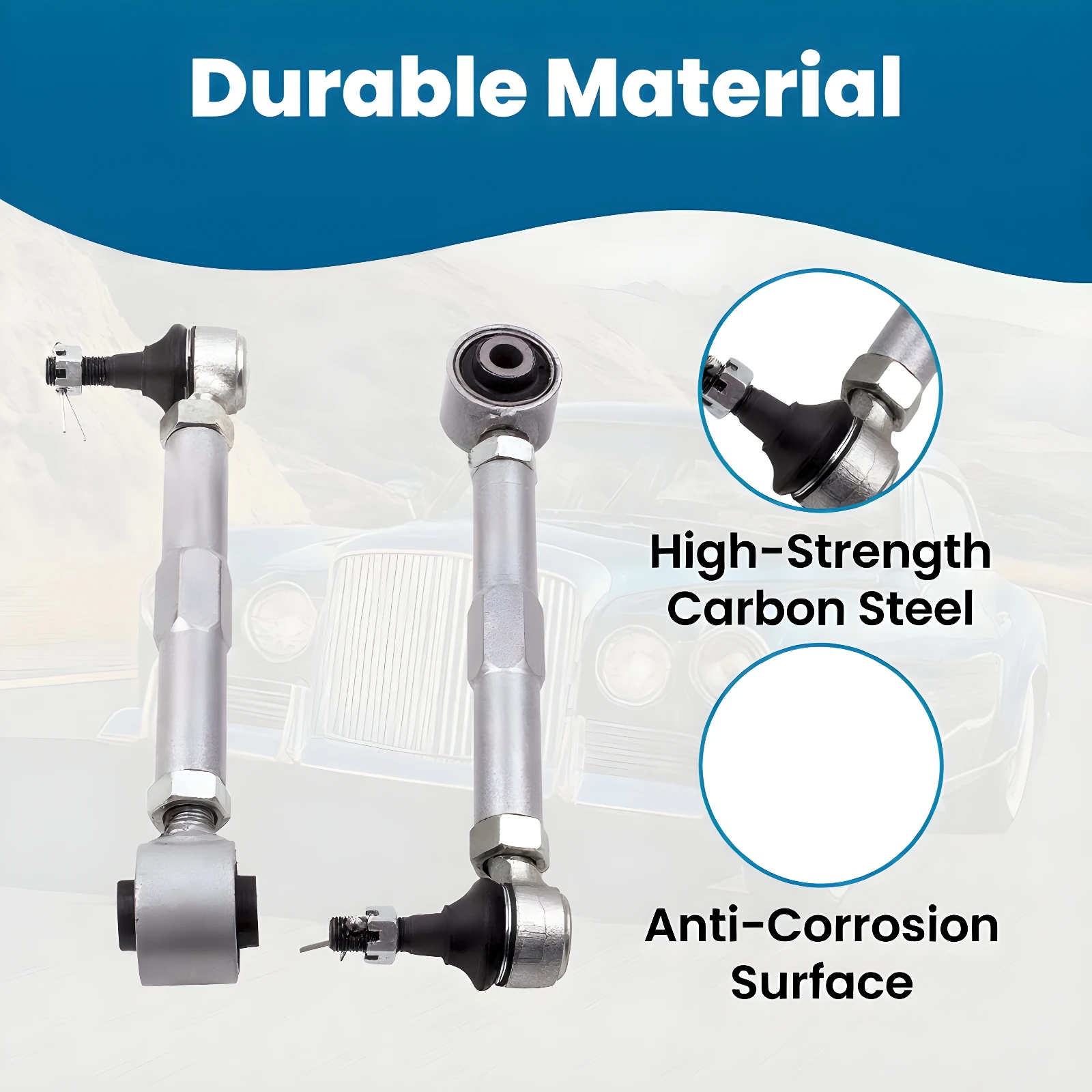 Rear Toe Control Arms Kit Adjustable for Lexus IS300 2001-2005 for GS300 1998-2005 Silver Steel New