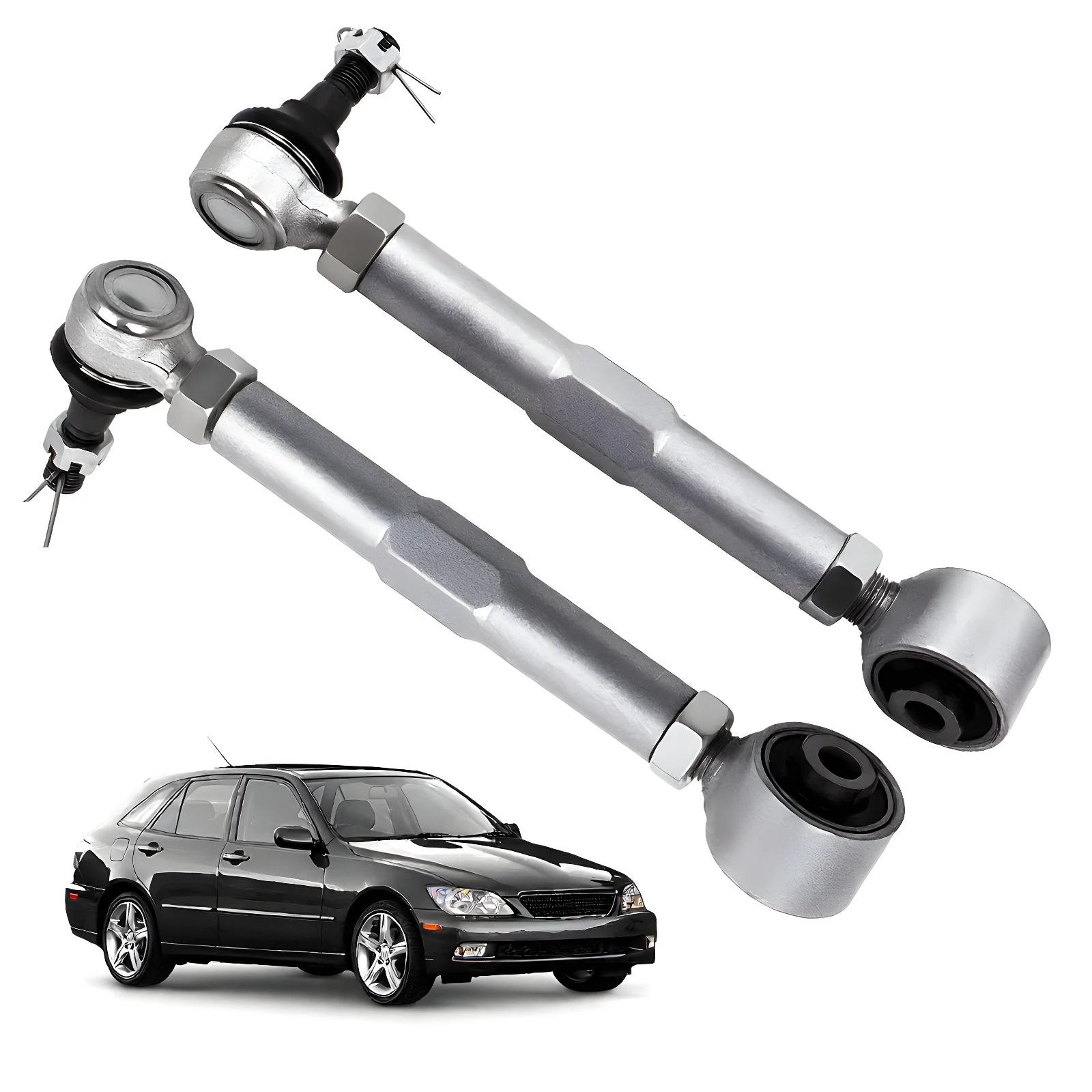 Rear Toe Control Arms Kit Adjustable for Lexus IS300 2001-2005 for GS300 1998-2005 Silver Steel New