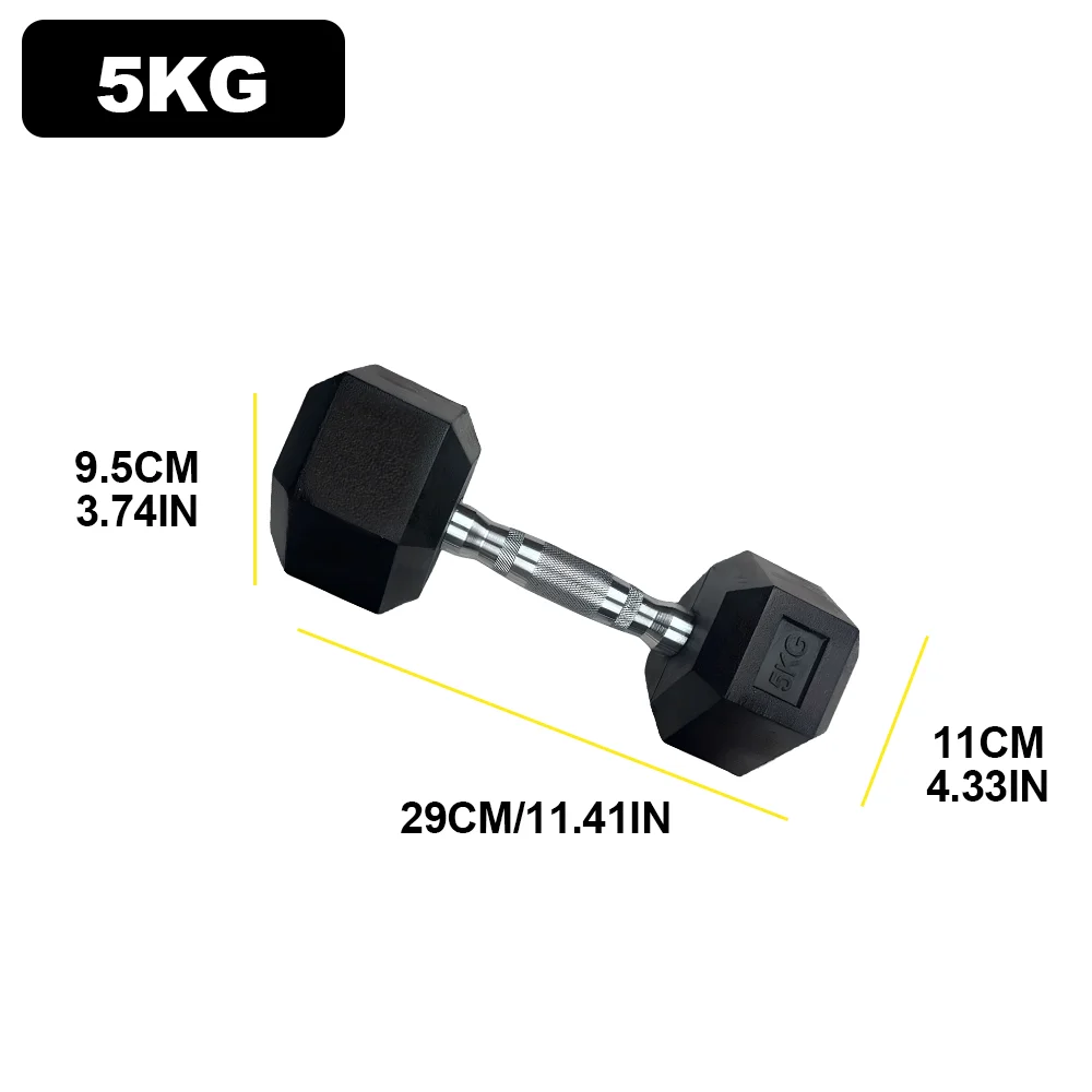 2pc 2.5kg/ 5kg/7.5kg dumbbell Hexagonal Fixed Dumbbells Men's Fitness Equipment Home Ladies Rubber Dumbbells Multi weight Black