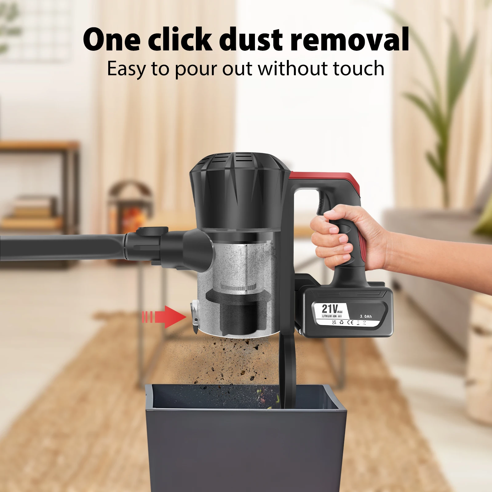 Cordless Vacuum with LED Work Light 6IN1 with accessory function Hand vacuum cleaner wireless HEPA