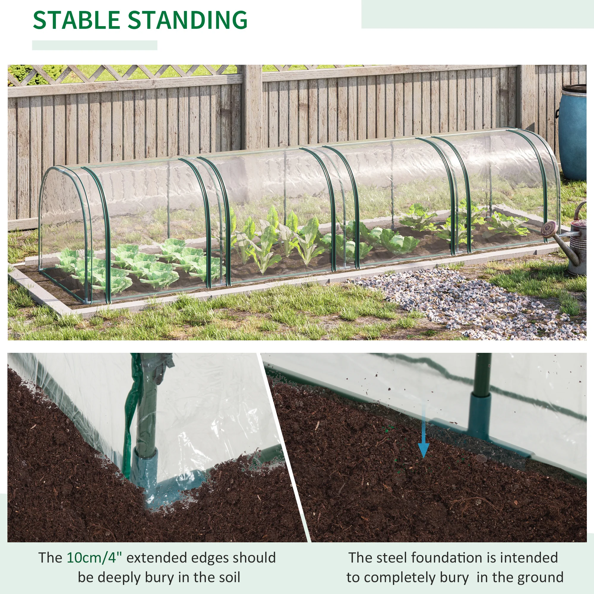 Tunnel Greenhouse Green Grow House Steel Frame Garden W/ Zipped Doors