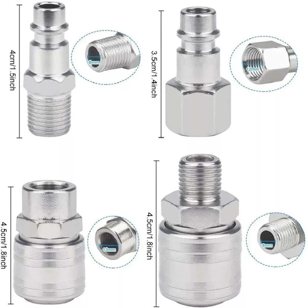20PCS Euro Air Line Hose Fitting Connector Quick Release 1/4'' BSP Male Female