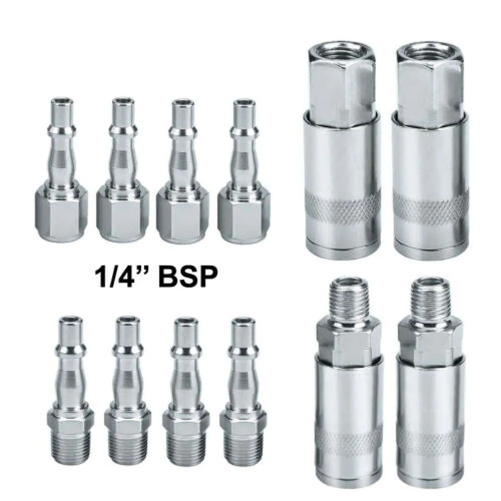 20PCS Euro Air Line Hose Fitting Connector Quick Release 1/4'' BSP Male Female