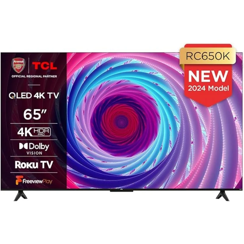 TCL New Launch 65RC650K 65-inch QLED Pro Television, 4K Ultra HD, Roku TV (Smart TV with Dolby Vision & Audio, HDR 10+