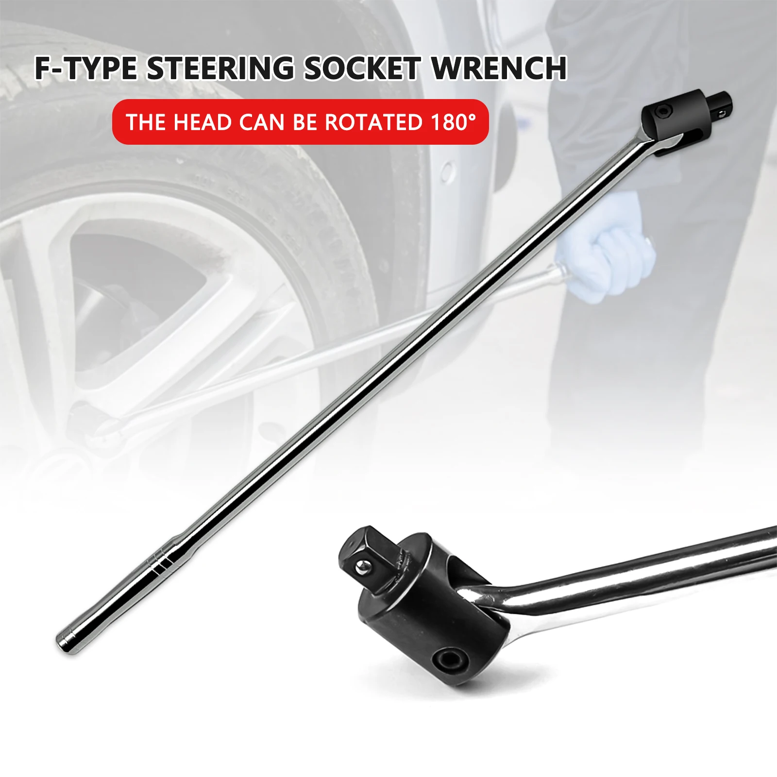 Professional 1/2" Drive Breaker Bar 24" 600mm Long Strong Arm Power Bar Wheel Socket Wrench Car Hand Repair Tool