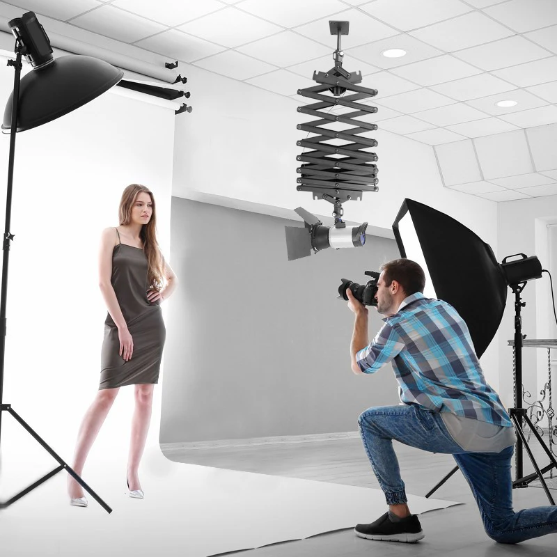 Photography 78inch/200cm Heavy-Duty Ceiling Wall Mount Boom Arm, Save Space, Stand For Ring Light Strobe Flash Camera Softbox