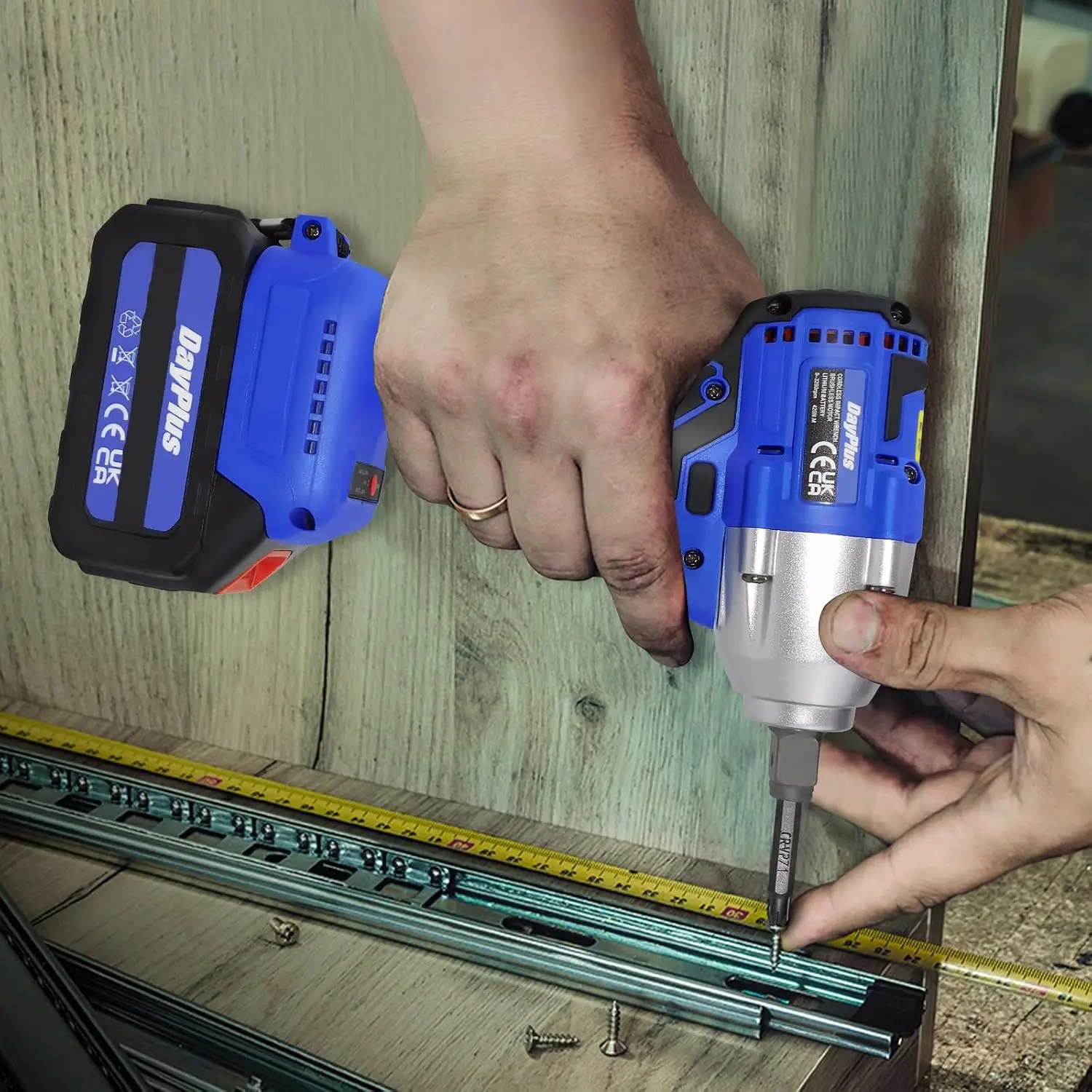 21V 3 in 1 Cordless Impact Wrench Brushless 1/2" Drive Dual Speed Screwdriver with 4000mAh Battery,4pcs Scokets,12 Drill Bits