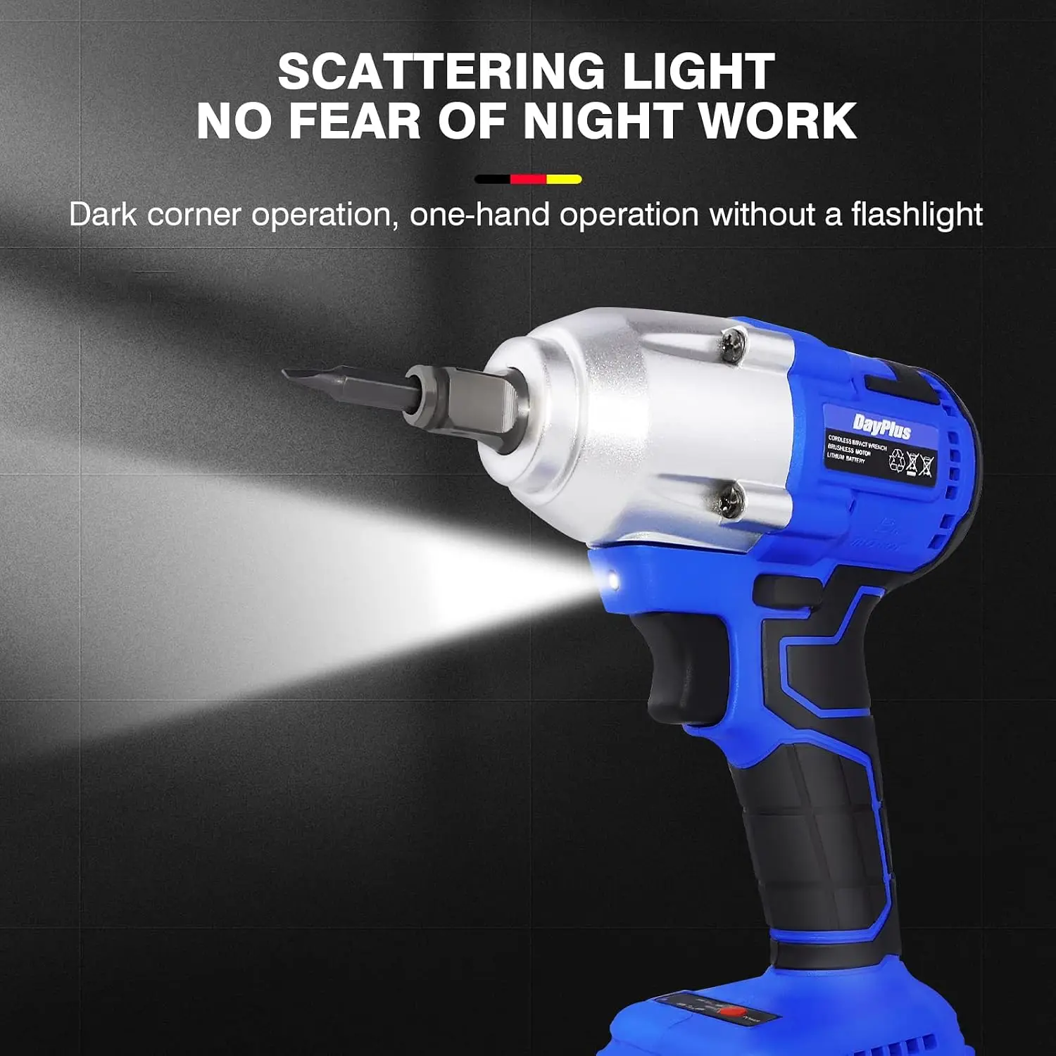 21V 3 in 1 Cordless Impact Wrench Brushless 1/2" Drive Dual Speed Screwdriver with 4000mAh Battery,4pcs Scokets,12 Drill Bits