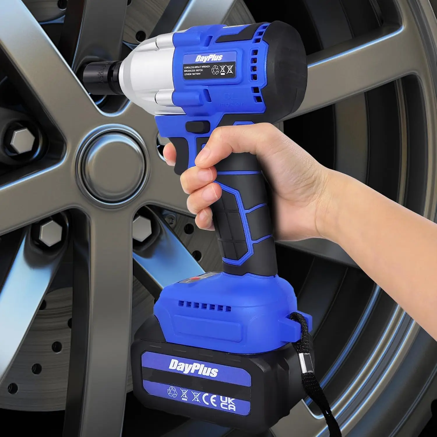 21V 3 in 1 Cordless Impact Wrench Brushless 1/2" Drive Dual Speed Screwdriver with 4000mAh Battery,4pcs Scokets,12 Drill Bits