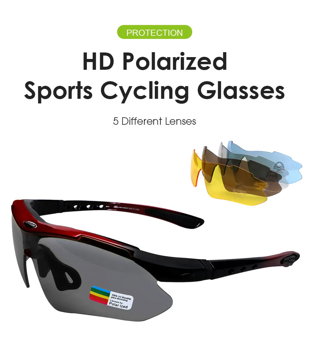 MOVIGOR 5 Lens Polarized Cycling Glasses Sports Men Sunglasses Road Bicycle Goggles Mountain Bike Riding Protection Eyewear set