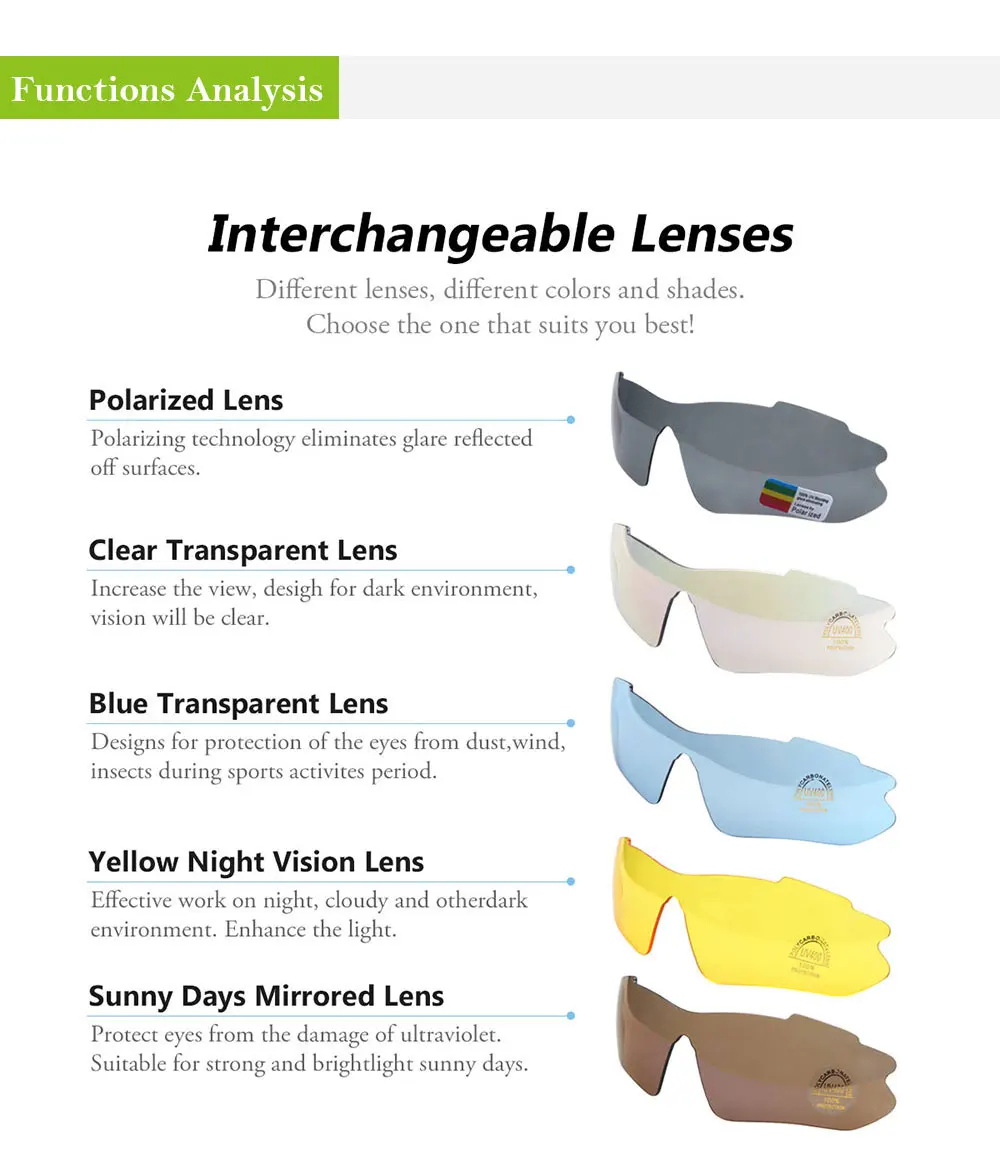MOVIGOR 5 Lens Polarized Cycling Glasses Sports Men Sunglasses Road Bicycle Goggles Mountain Bike Riding Protection Eyewear set
