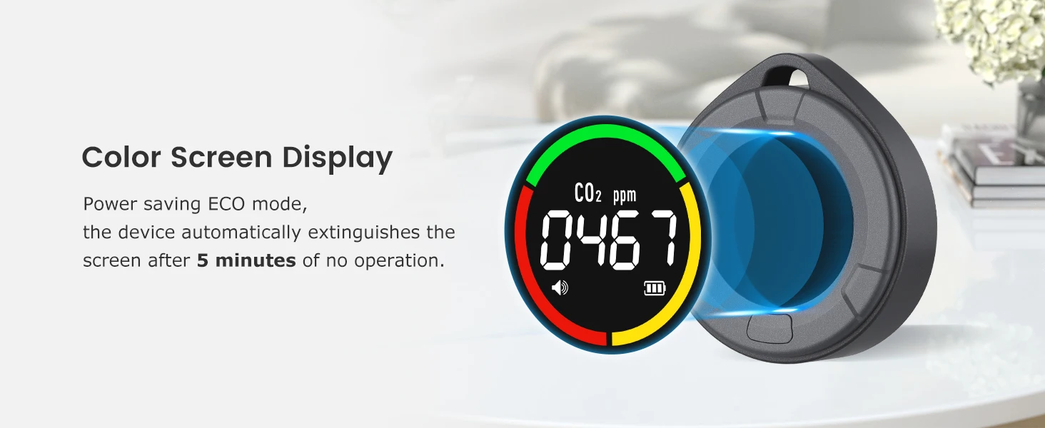 INKBIRD Portable CO2 Detector, Mini Indoor CO2 Monitor, NDIR Sensor with Full Color LCD Auto Calibration, for Home Office Travel