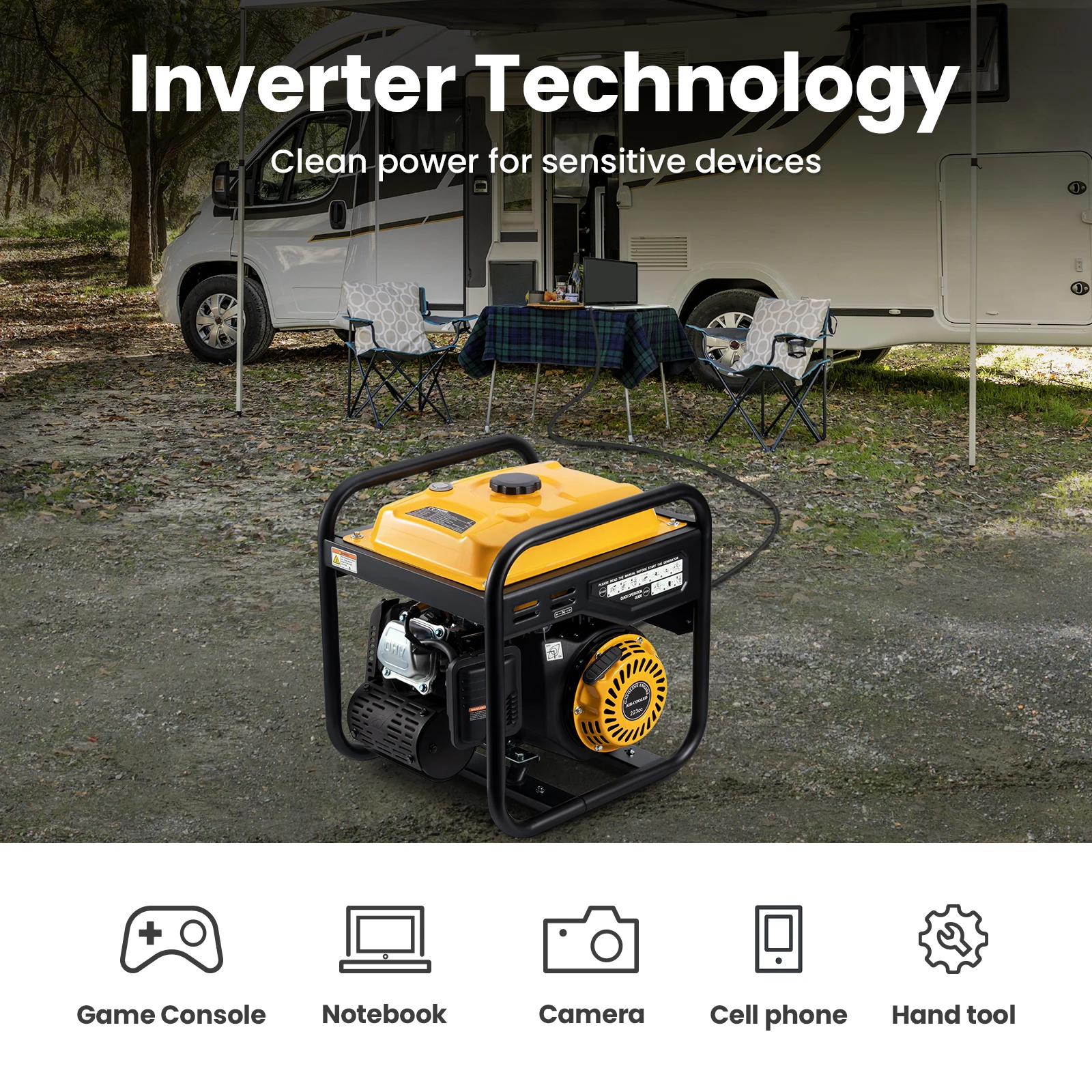 500W Inverter Generator Petrol4 Stroke Engine for Camping Garden for RV 26KG