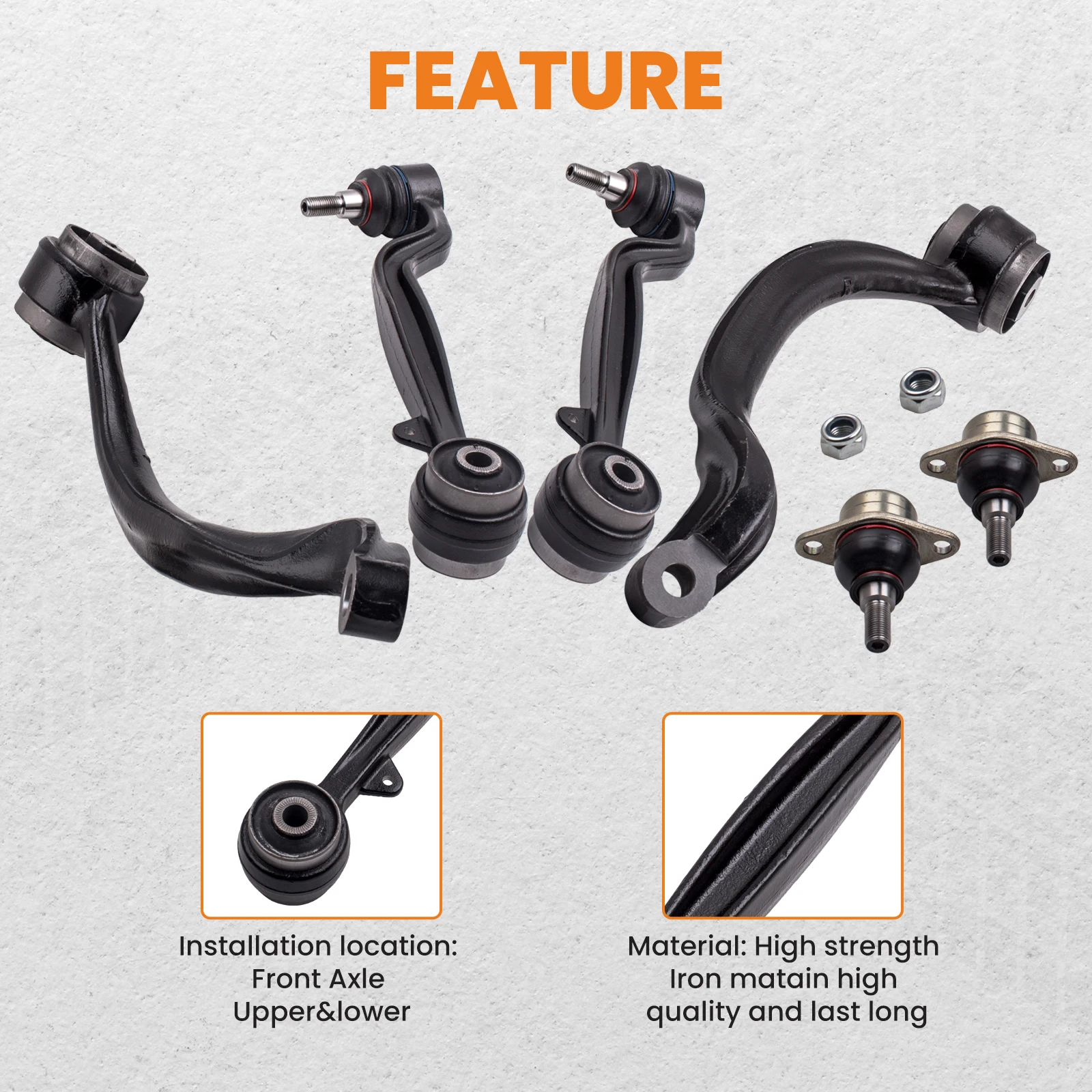 Front Upper Lower Suspension Control Arms Ball Joints Set For Range Rover 2002-2012