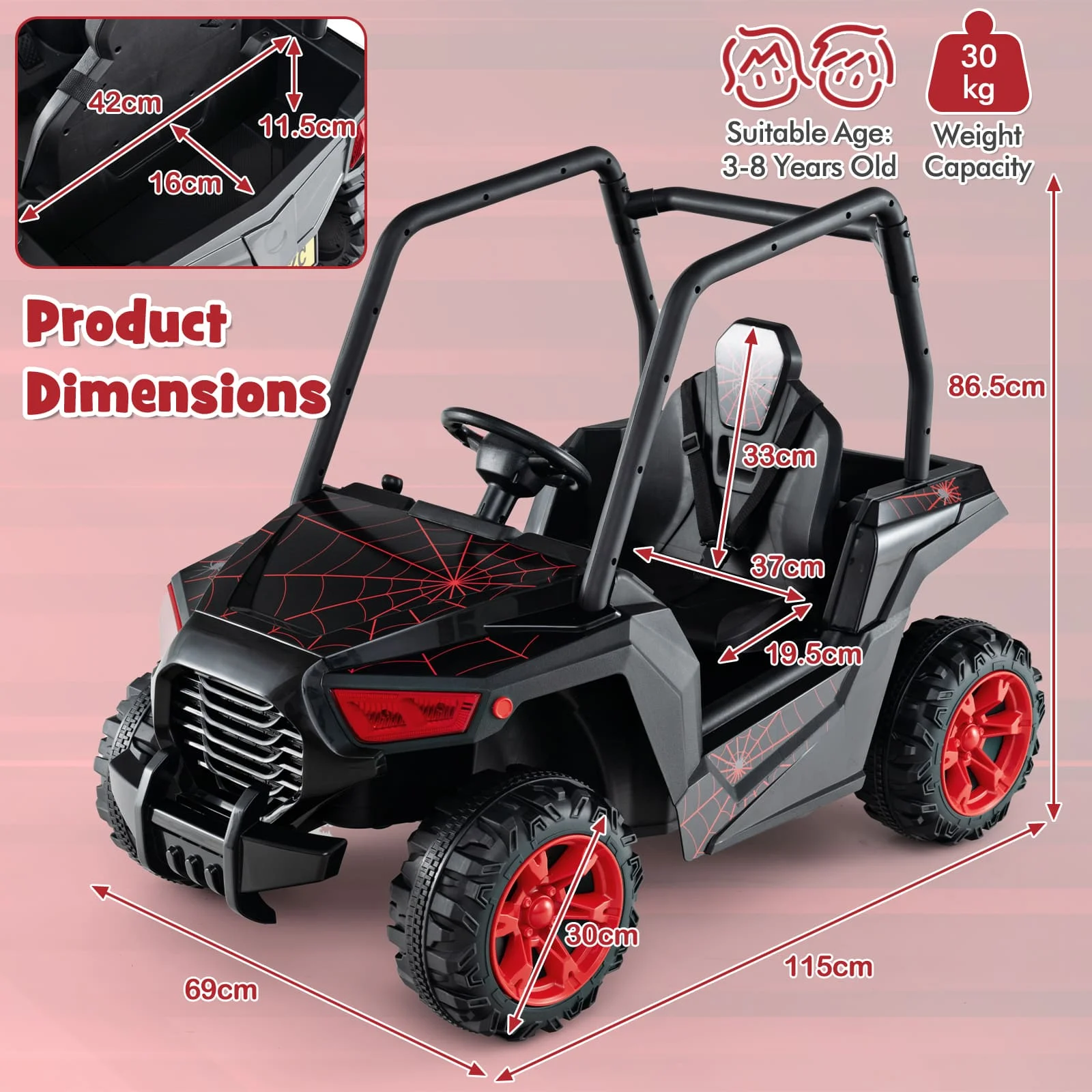 DORTALA Electric UTV 24V Battery Kids Ride-on Car Toy Vehicle-Black