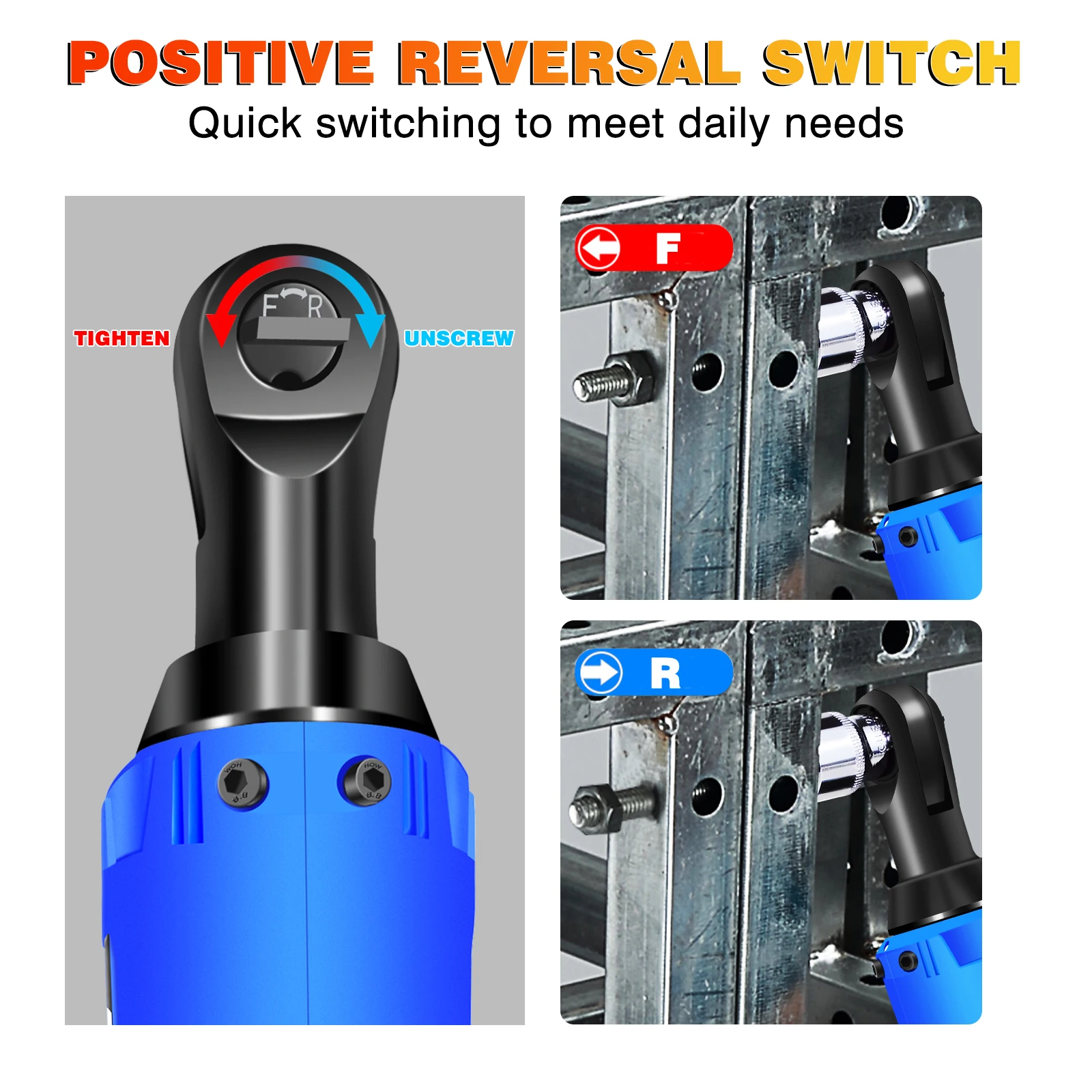 Cordless Electric Ratchet Wrench Set - 12V Power Tool Electric Wrench 3/8",High Torque 90° Power Tool