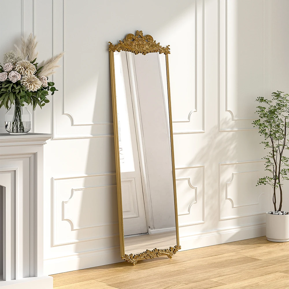 【Lifeideas】Antique Gold Metal Ornate Full Length Mirror