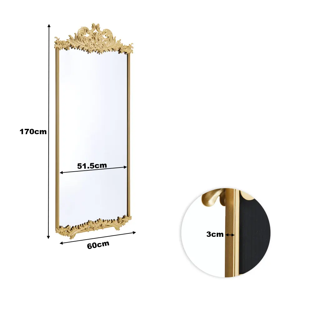 【Lifeideas】Antique Gold Metal Ornate Full Length Mirror