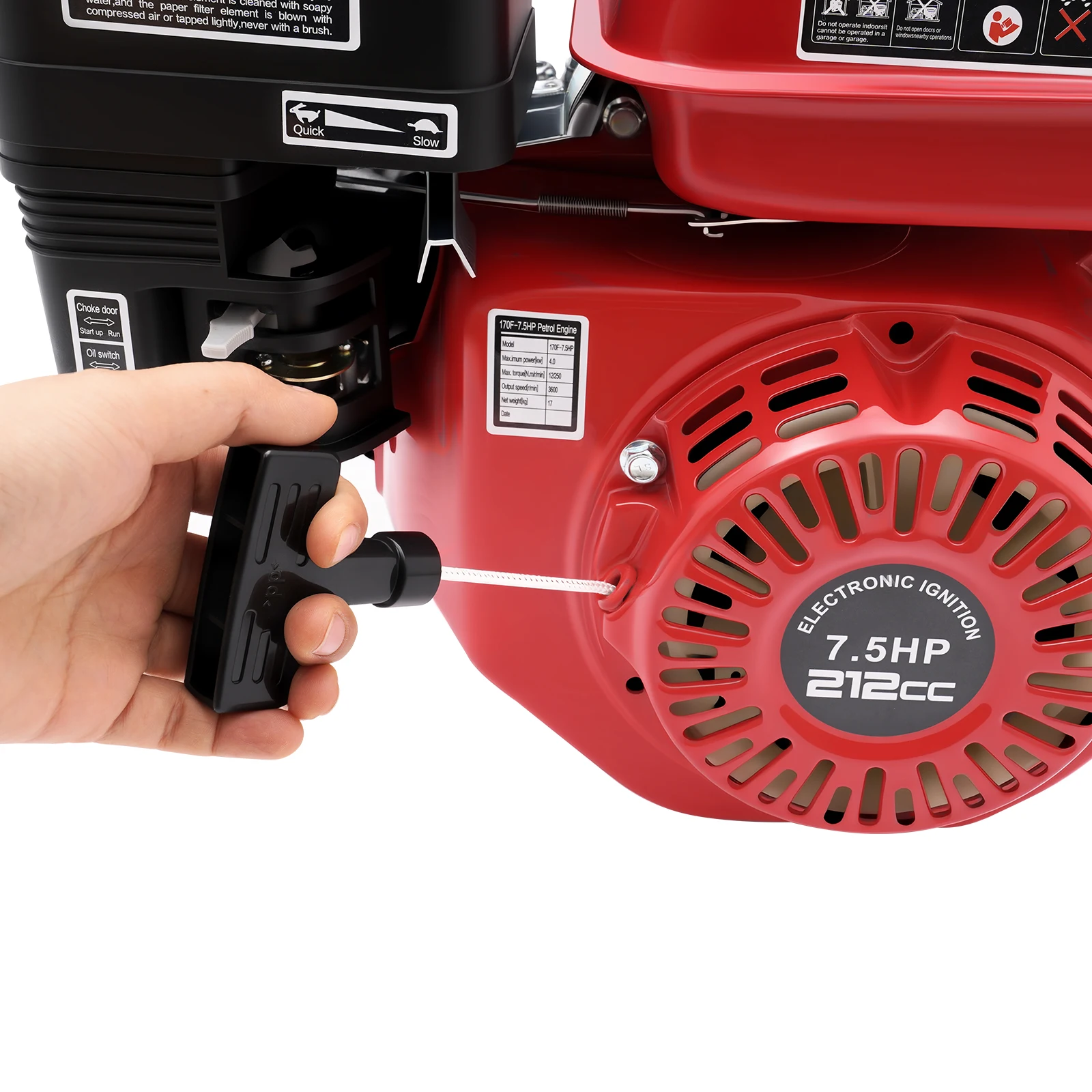 212cc 4-Stroke Engine 7.5HP Air Cooled Single Cylinder Pull Start Petrol Engine for Water Pumps