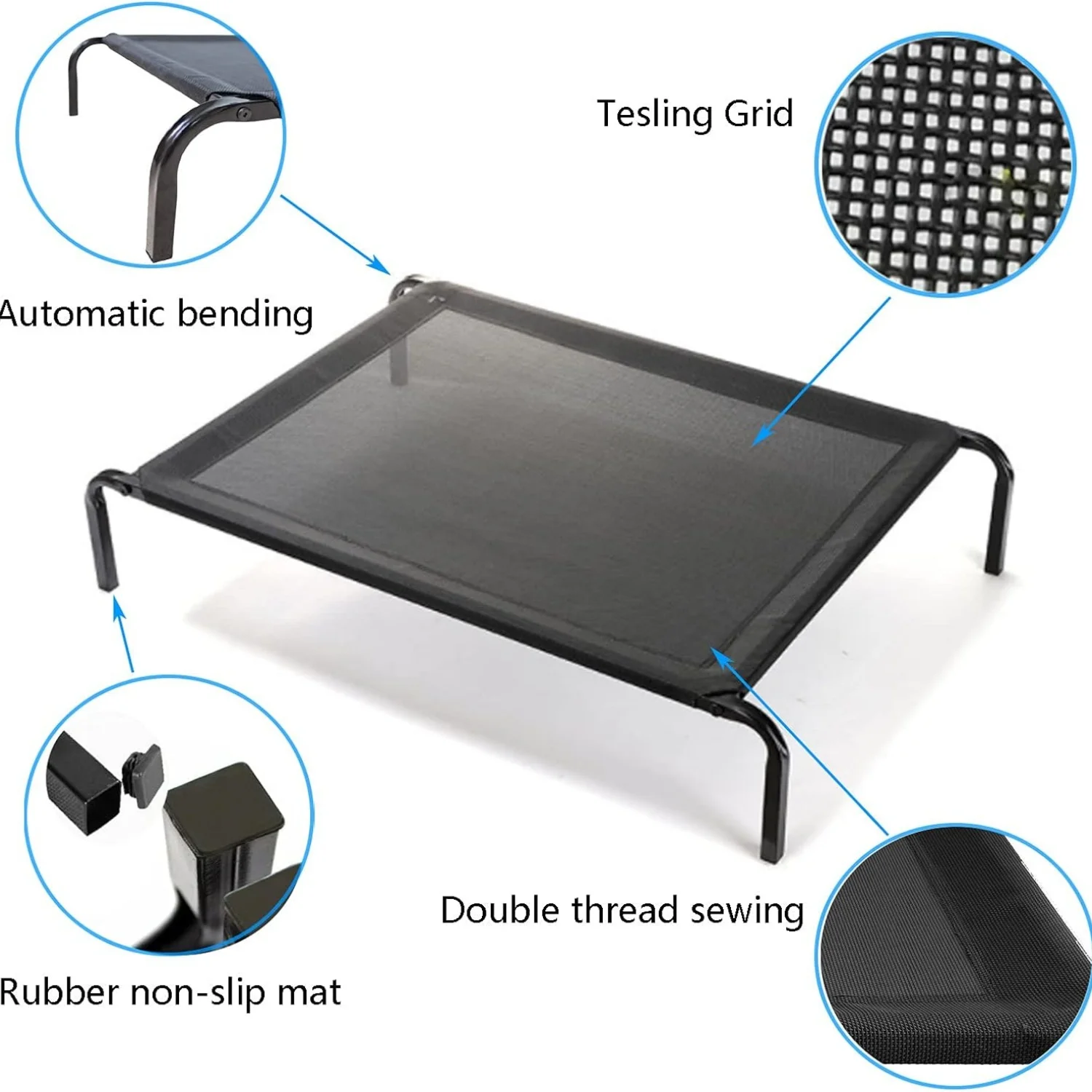 BRIEFNESS Elevated Dog Bed Pet Sofa Bed 3 Sizes Available Outdoor Pet Bed Dog & Cat Camping Bed Black