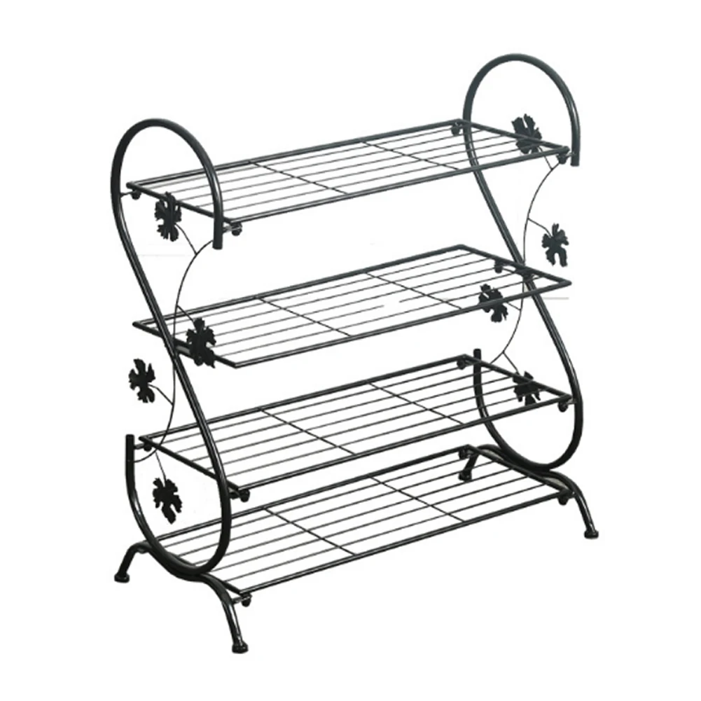 Voltsify White Metal 4 Tier S-Shape Shoe Rack, 60cm W X 30cm D X 70cm H