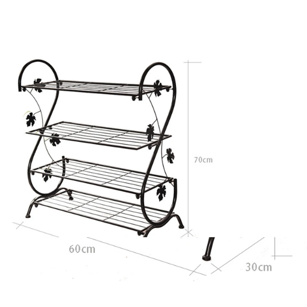 Voltsify White Metal 4 Tier S-Shape Shoe Rack, 60cm W X 30cm D X 70cm H