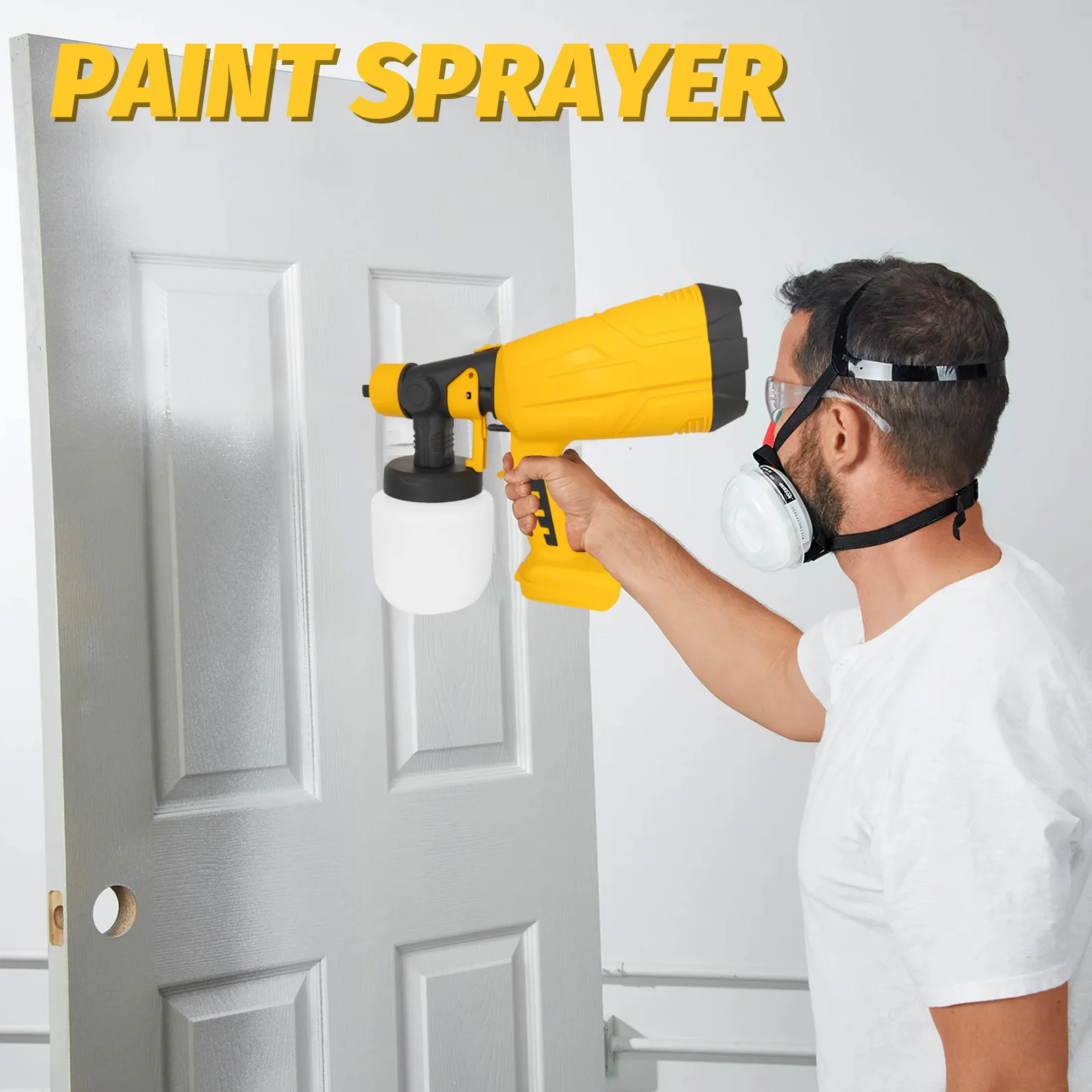 Cordless Paint Sprayer Compatible with DeWalt 20V Battery,1000Ml,3 Nozzles & 3-in-1 Spray Pattern for House Painting Tools Only