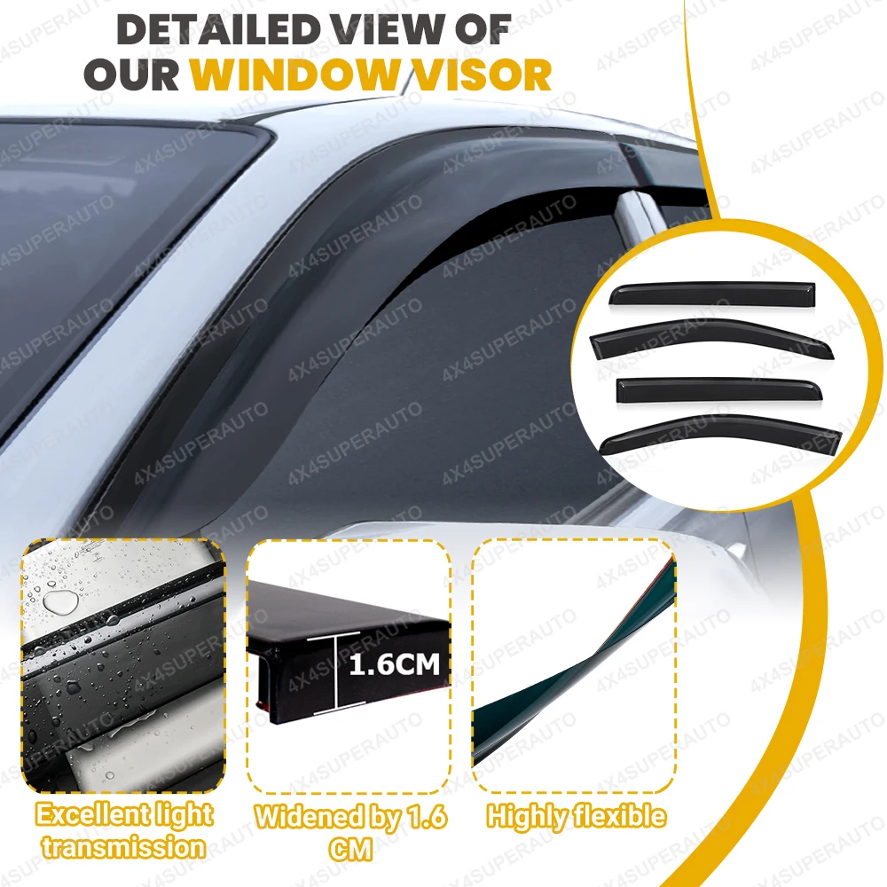 For Toyota Hilux N70 Weather Shiled Vigo 2005-2014 Window Deflectors Sun Rain Guard Double Cab Black Smoke 4PCS