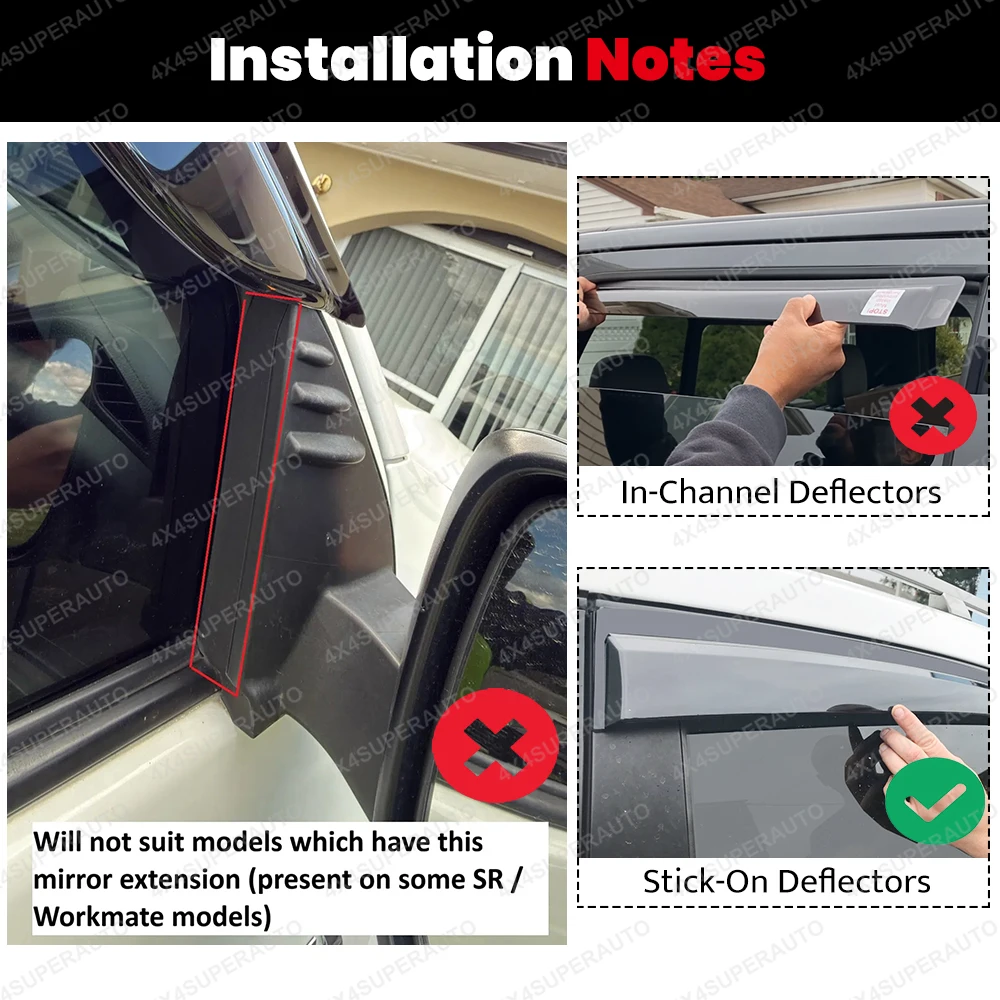 For Toyota Hilux N70 Weather Shiled Vigo 2005-2014 Window Deflectors Sun Rain Guard Double Cab Black Smoke 4PCS