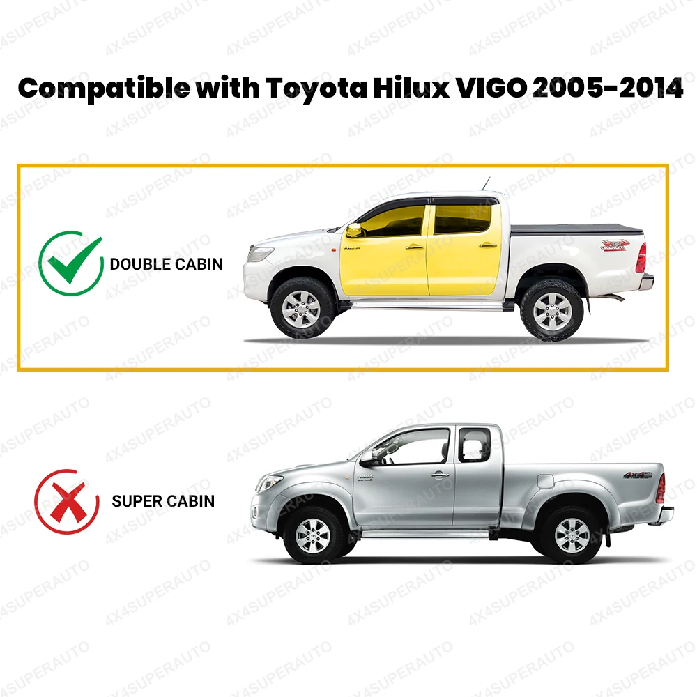 For Toyota Hilux N70 Weather Shiled Vigo 2005-2014 Window Deflectors Sun Rain Guard Double Cab Black Smoke 4PCS