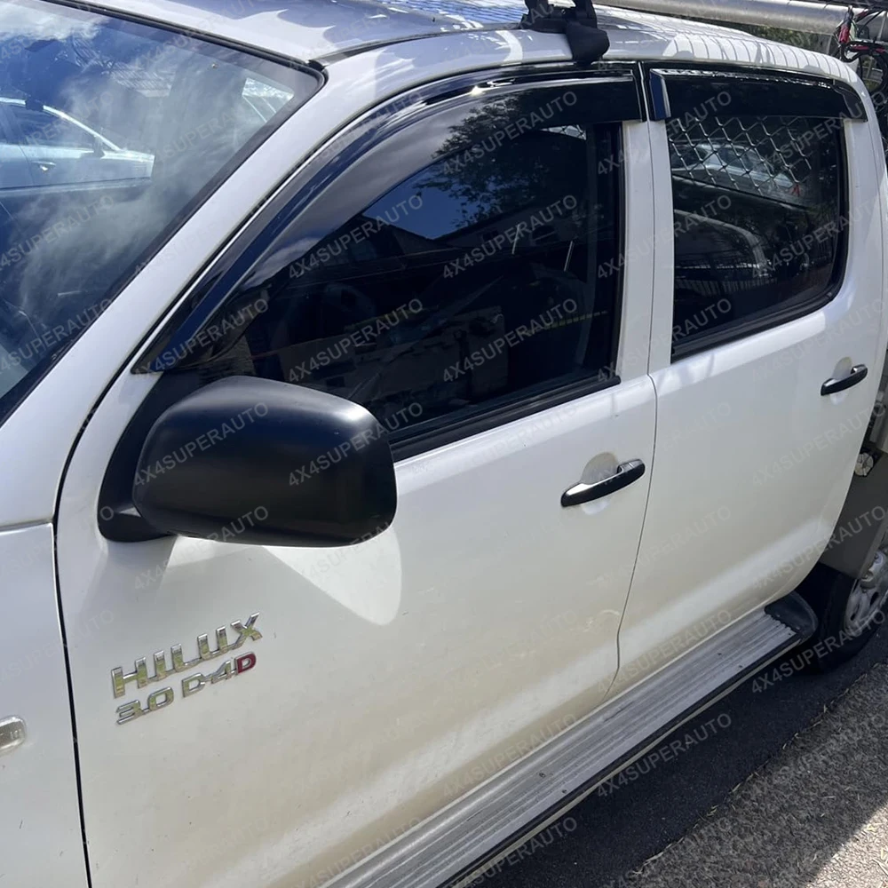 For Toyota Hilux N70 Weather Shiled Vigo 2005-2014 Window Deflectors Sun Rain Guard Double Cab Black Smoke 4PCS