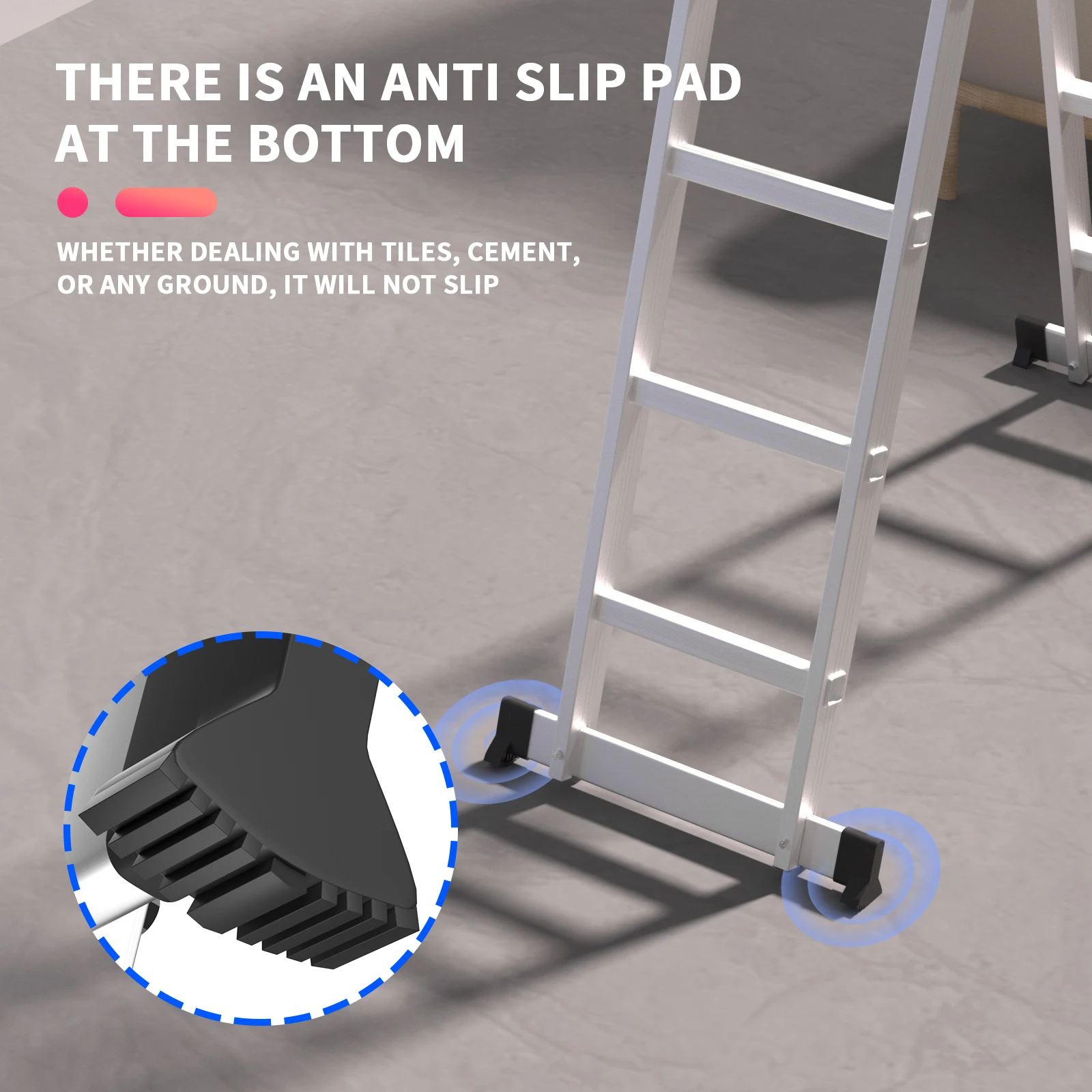 Huini Multi-Purpose 4.7m/15.4ft Folding Ladder Aluminium Extension with Safety Platform, 16 Steps Heavy Duty 14 IN 1 Combination