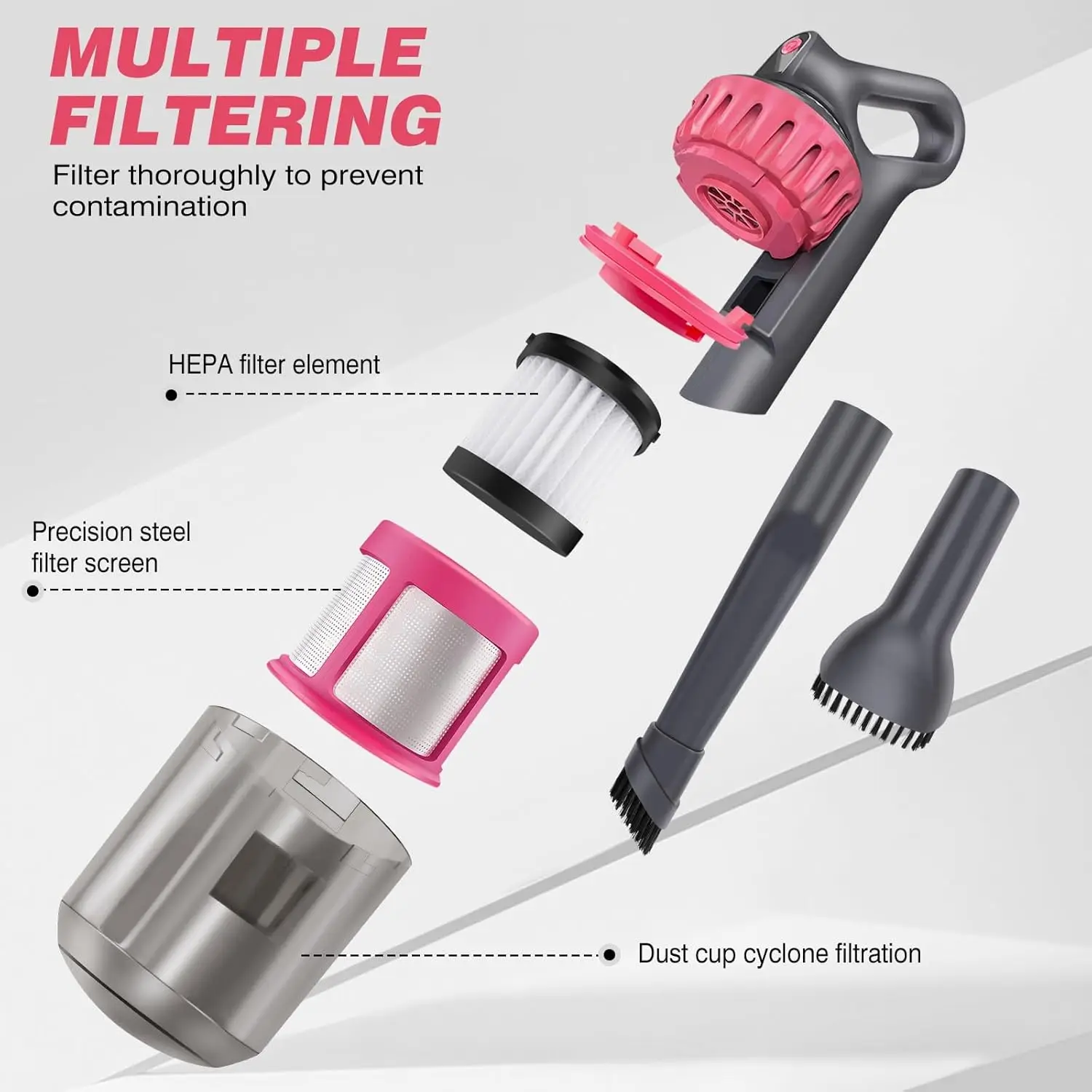 BRIEFNESS Cordless Dust Mite Collector Handheld Dust Mite Collector Mattress Cleaner with UV Light Vacuum Cleaner