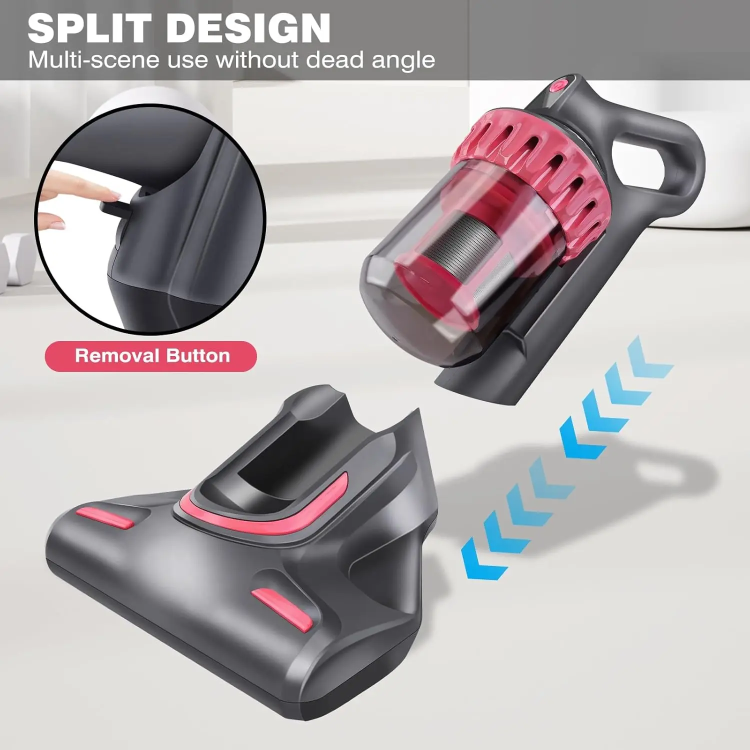 BRIEFNESS Cordless Dust Mite Collector Handheld Dust Mite Collector Mattress Cleaner with UV Light Vacuum Cleaner