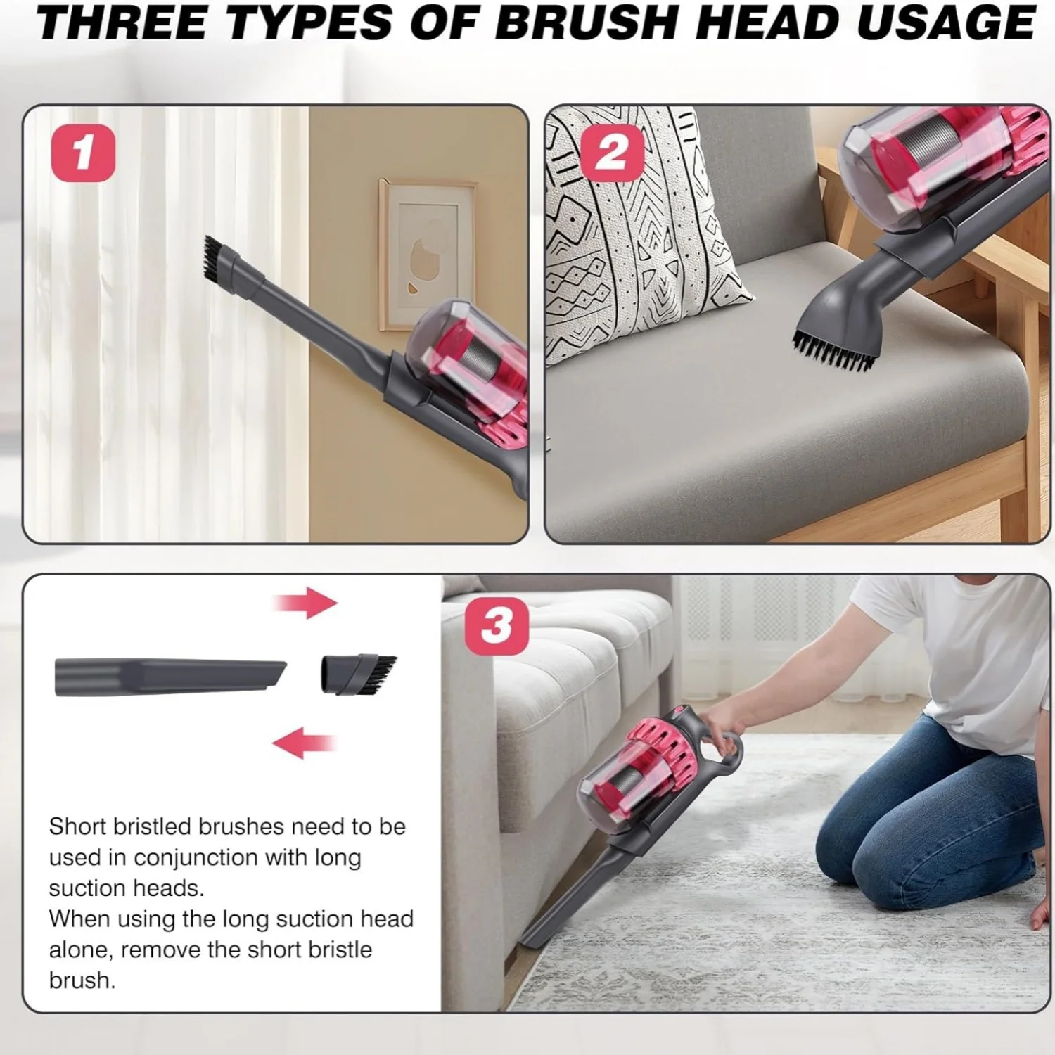 BRIEFNESS Cordless Dust Mite Collector Handheld Dust Mite Collector Mattress Cleaner with UV Light Vacuum Cleaner