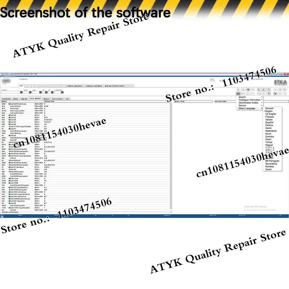 ETKA 8.2 VM Auto Repair Software for A-udi for V-W Group Vehicles Electronic Parts Catalog Car Tools Auto Data Base Tuning Cars