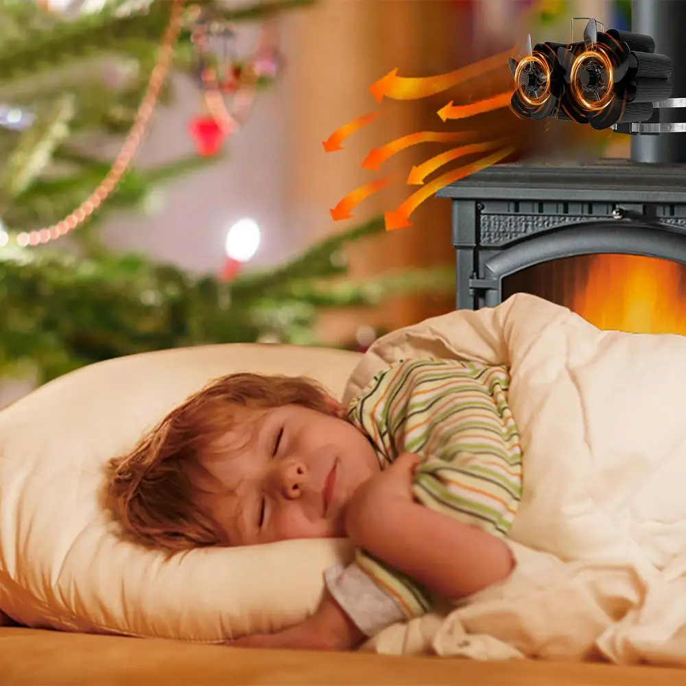 Fireplace Fan Heat Powered Silent Heat Activated Fan Wood Stove Blower Low Noise Wood Burner Fan Thermal Fan For Wood Burning