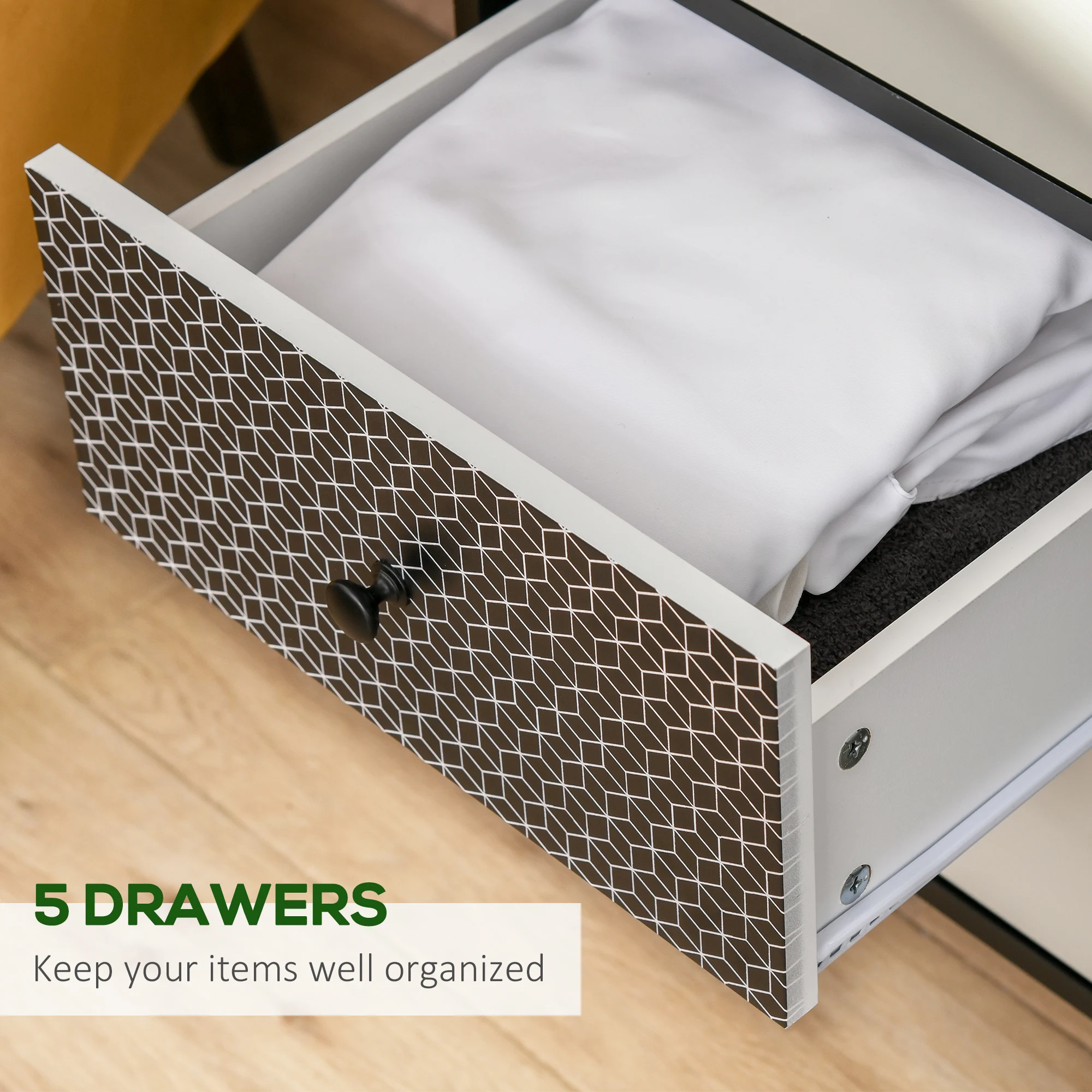 HOMCOM Chest of Drawers, 5 Drawer Storage Organiser Unit Bedroom, Black