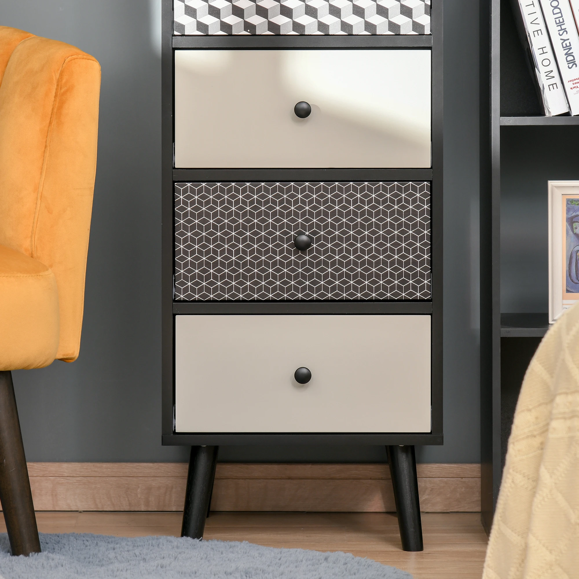 HOMCOM Chest of Drawers, 5 Drawer Storage Organiser Unit Bedroom, Black