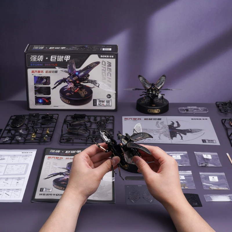Robotime Rokr 3D Assembly Building Block Sets - Emperor Scorpion Beetles Golden Coin Turtle - 4Kinds of Plastic Puzzles MI Serie
