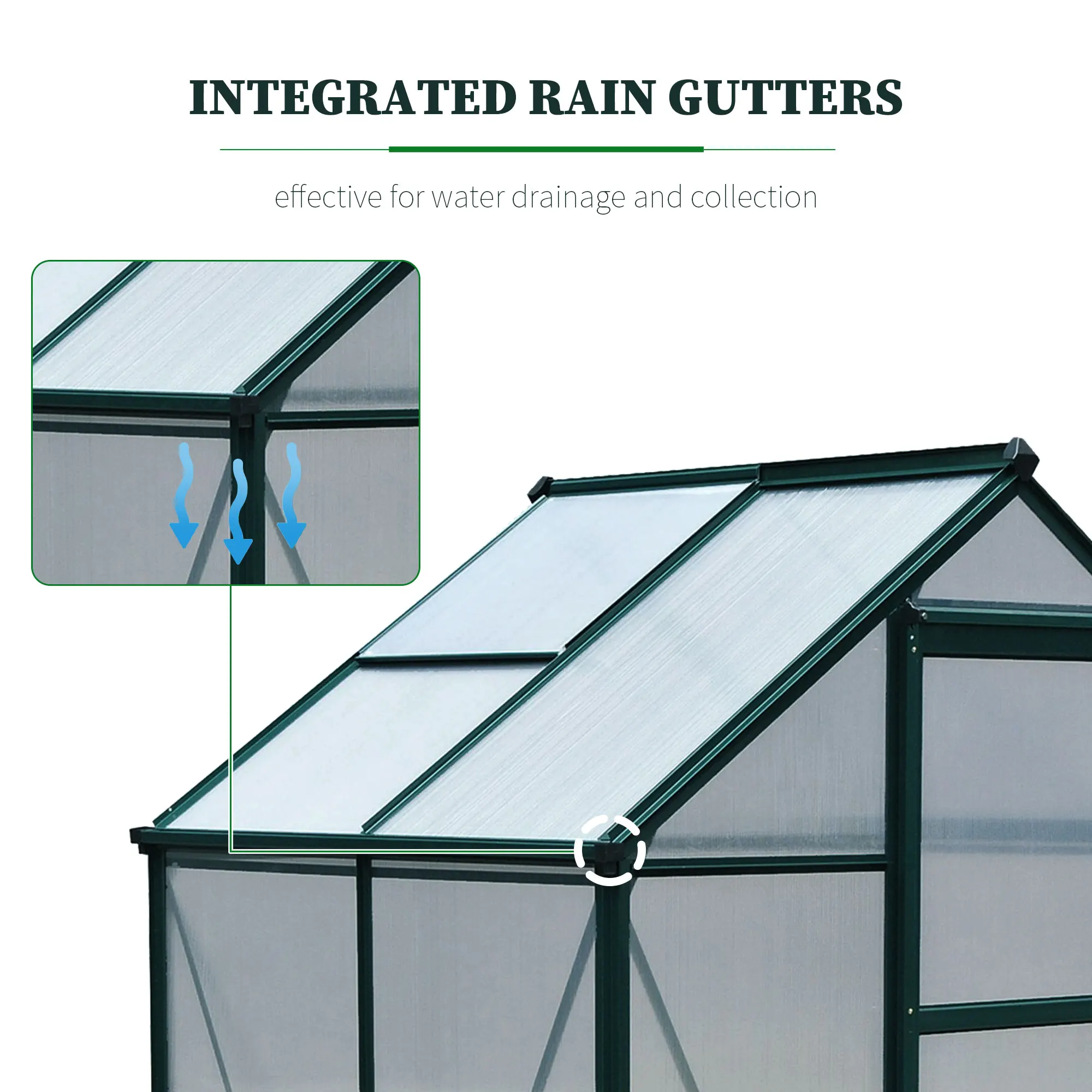 Polycarbonate Walk-In Garden Greenhouse Aluminum Frame Outdoor 190 X 132cm