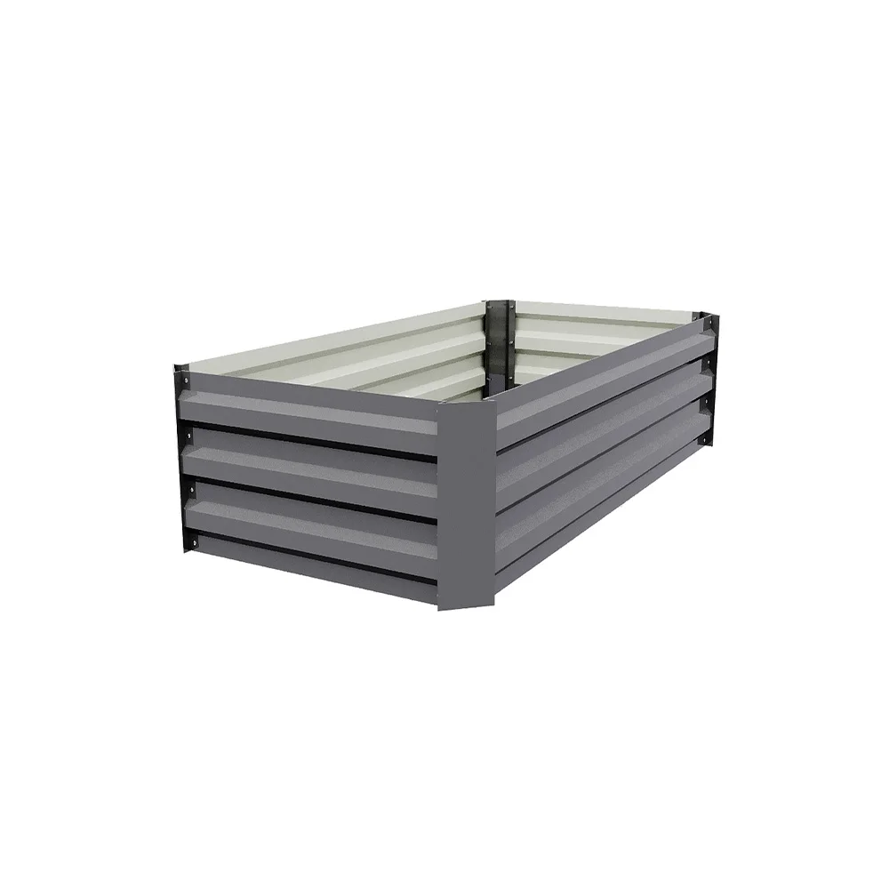 Voltsify Grey Galvanized Steel Rectangular Raised Garden Bed Planter Box, 100cm W X 60cm D X 30cm H