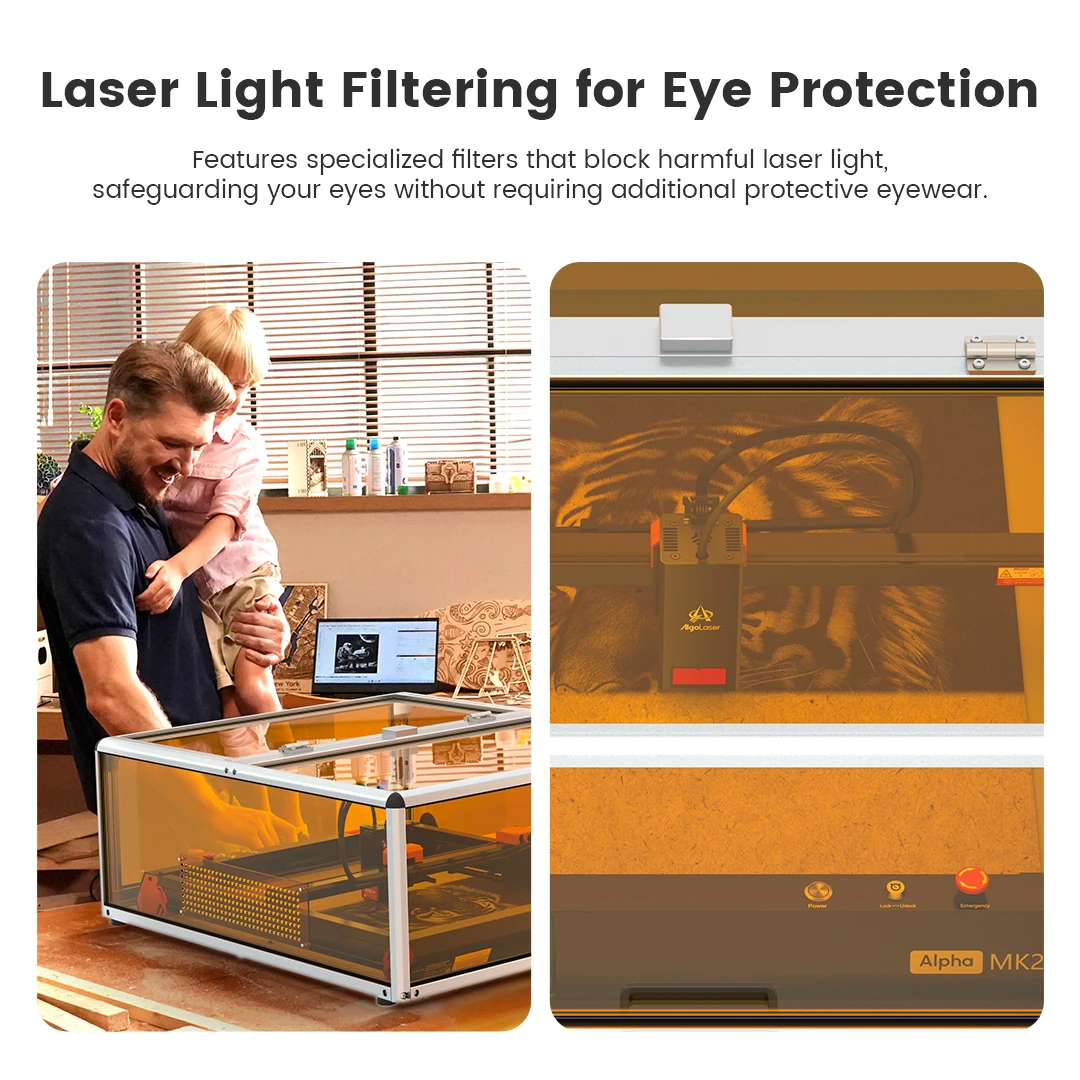 Smart Desktop Class 1 Industry Engraving Machine Touch Screen 20W AlgoLaser Alpha MK2 Laser Cutter For Wood Acrylic ABS MDF