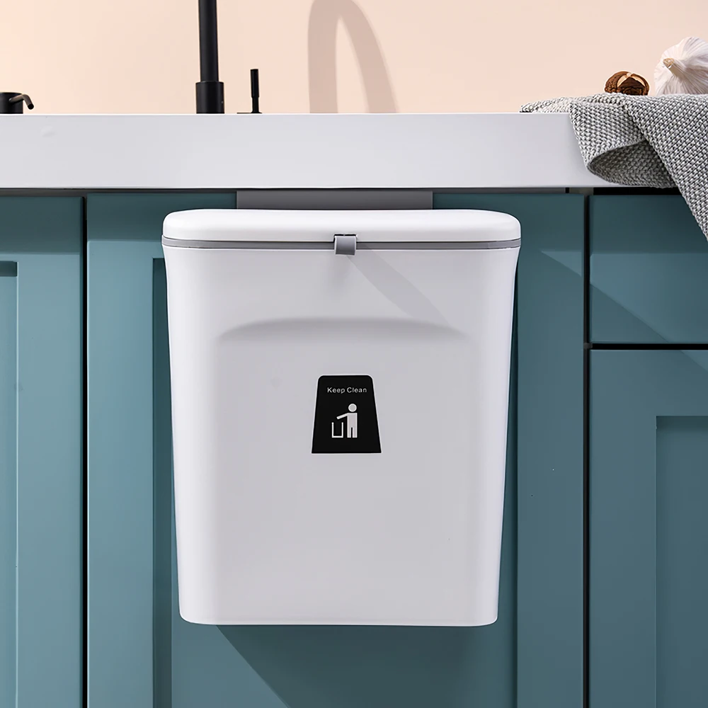 【Lifeideas】Door Hanging Trash Can Kitchen Bathroom Toilet Waste Storage with Inner Barrel Wall Mounted Garbage Rubbish Bin