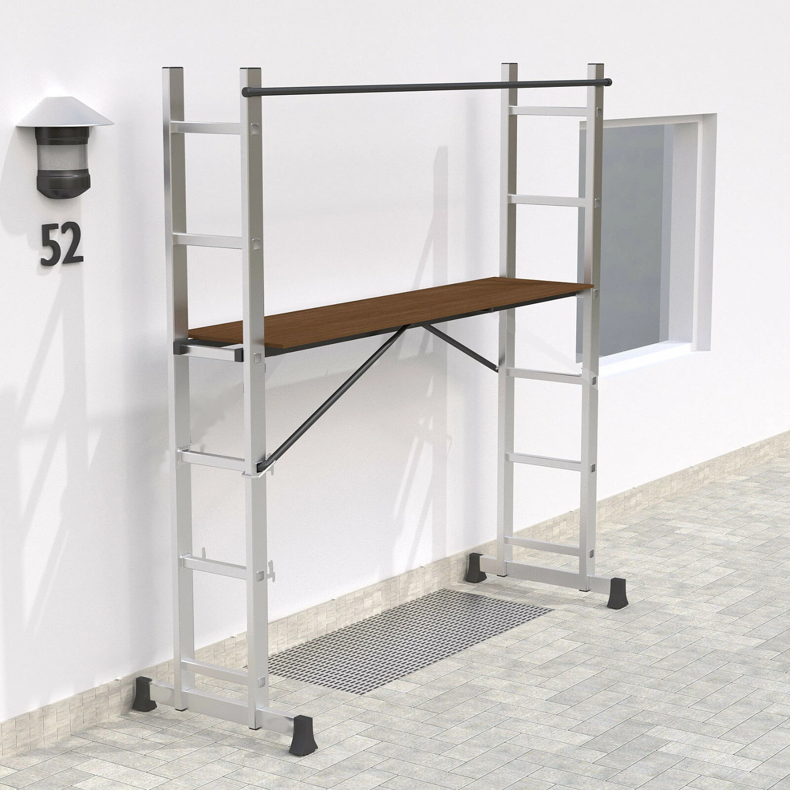 Aluminium Working Ladder Step Platform Multi Purpose Scaffold Tower 3 IN 1 Folding Working Scaffold Scaffolding Platform Ladder