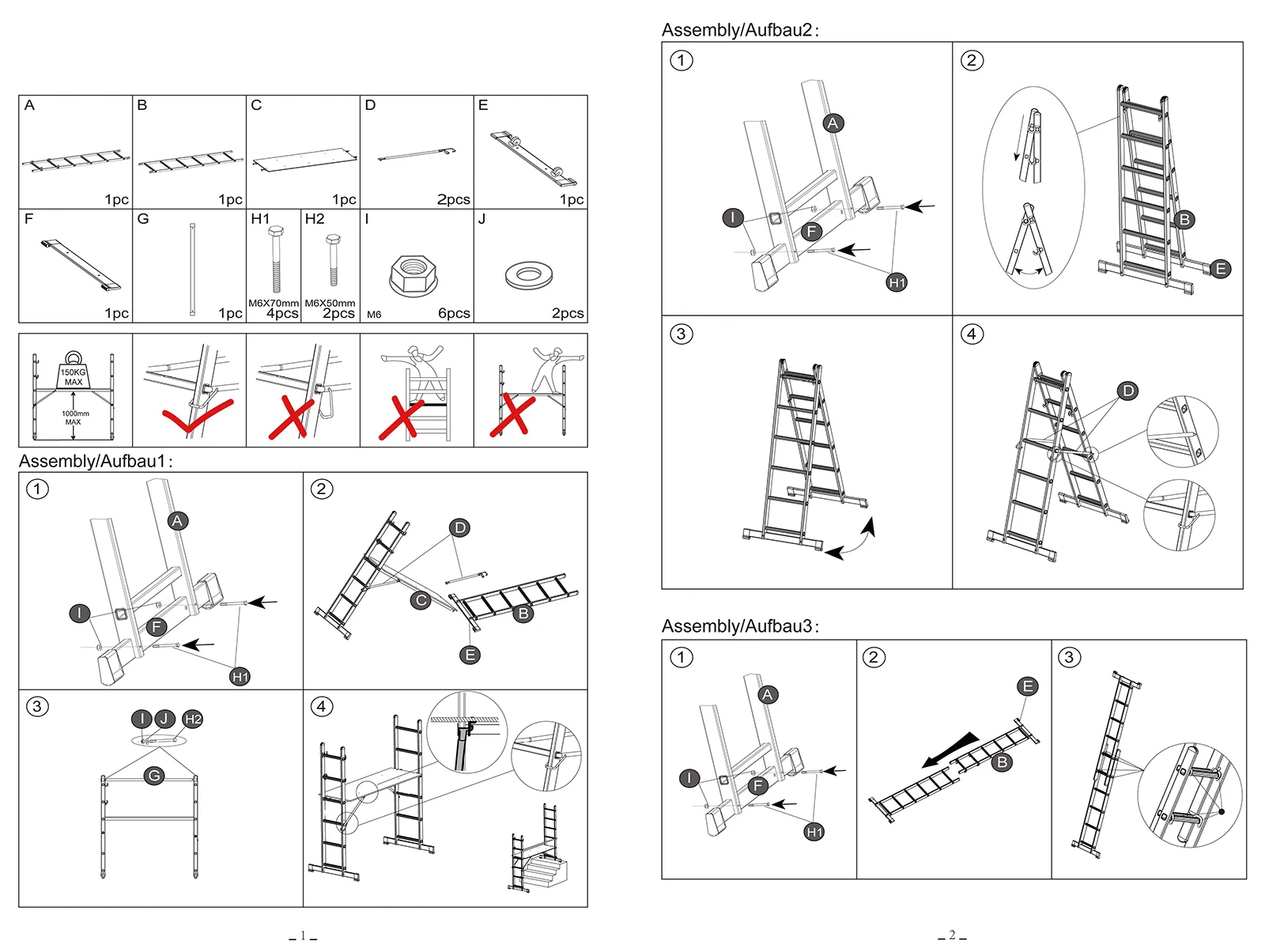 Aluminium Working Ladder Step Platform Multi Purpose Scaffold Tower 3 IN 1 Folding Working Scaffold Scaffolding Platform Ladder