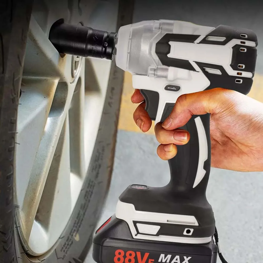 1000Nm 1/2" Cordless Electric Impact Wrench Drill Gun Ratchet Driver 1/2Battery